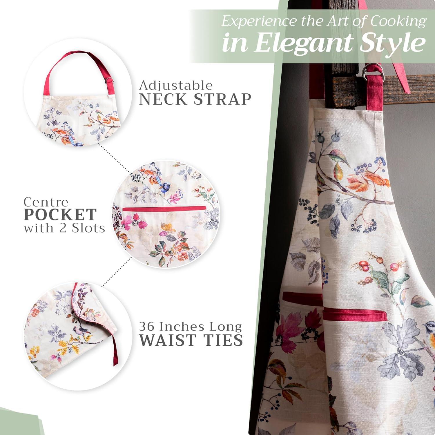 Cotton Apron with Center Pocket, Kitchen Unisex Cloth Apron (1 Piece) with Long Ties for Painting Cooking Baking Restaurant