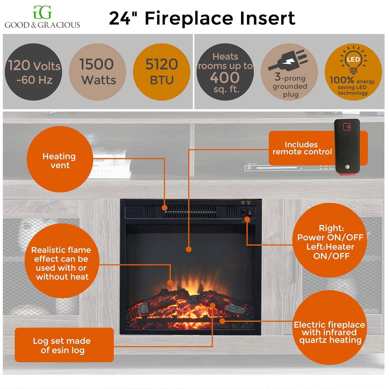 Modern 65'' Fireplace TV Stand Farmhouse with 23''Electric Fireplace,Storage Cabinet and Adjustable Shelves for Living Room Bedroom(Grey)