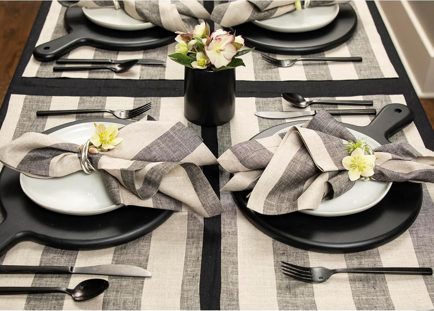 Solino Home Cabana Stripe - 100% Pure Linen Placemats (Set of 4)