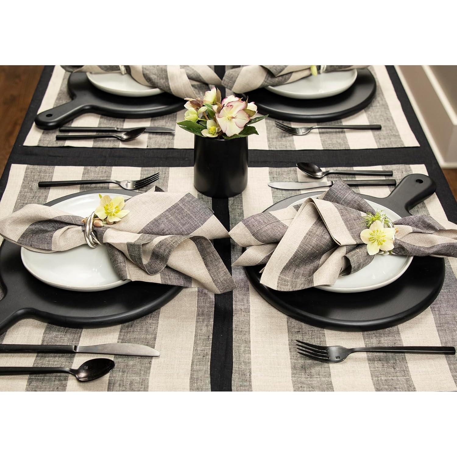 Solino Home Cabana Stripe - 100% Pure Linen Placemats (Set of 4)