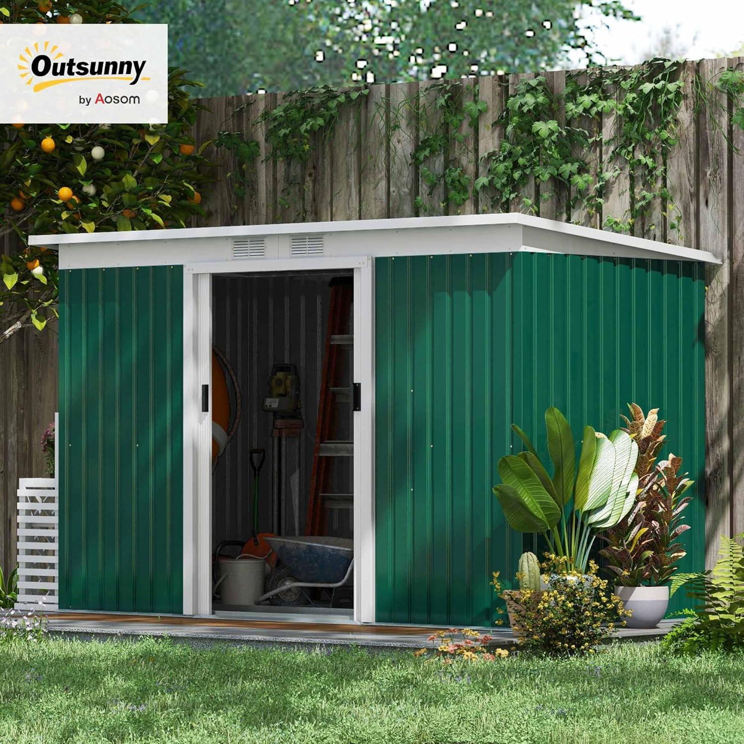 Outsunny Outdoor Lean-To Metal Storage Shed