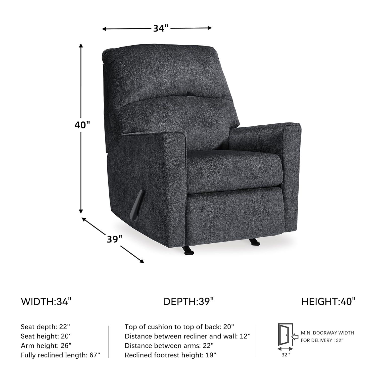 Fabric Upholstered Rocker Recliner with Tufted Back Charcoal Gray - Saltoro Sherpi