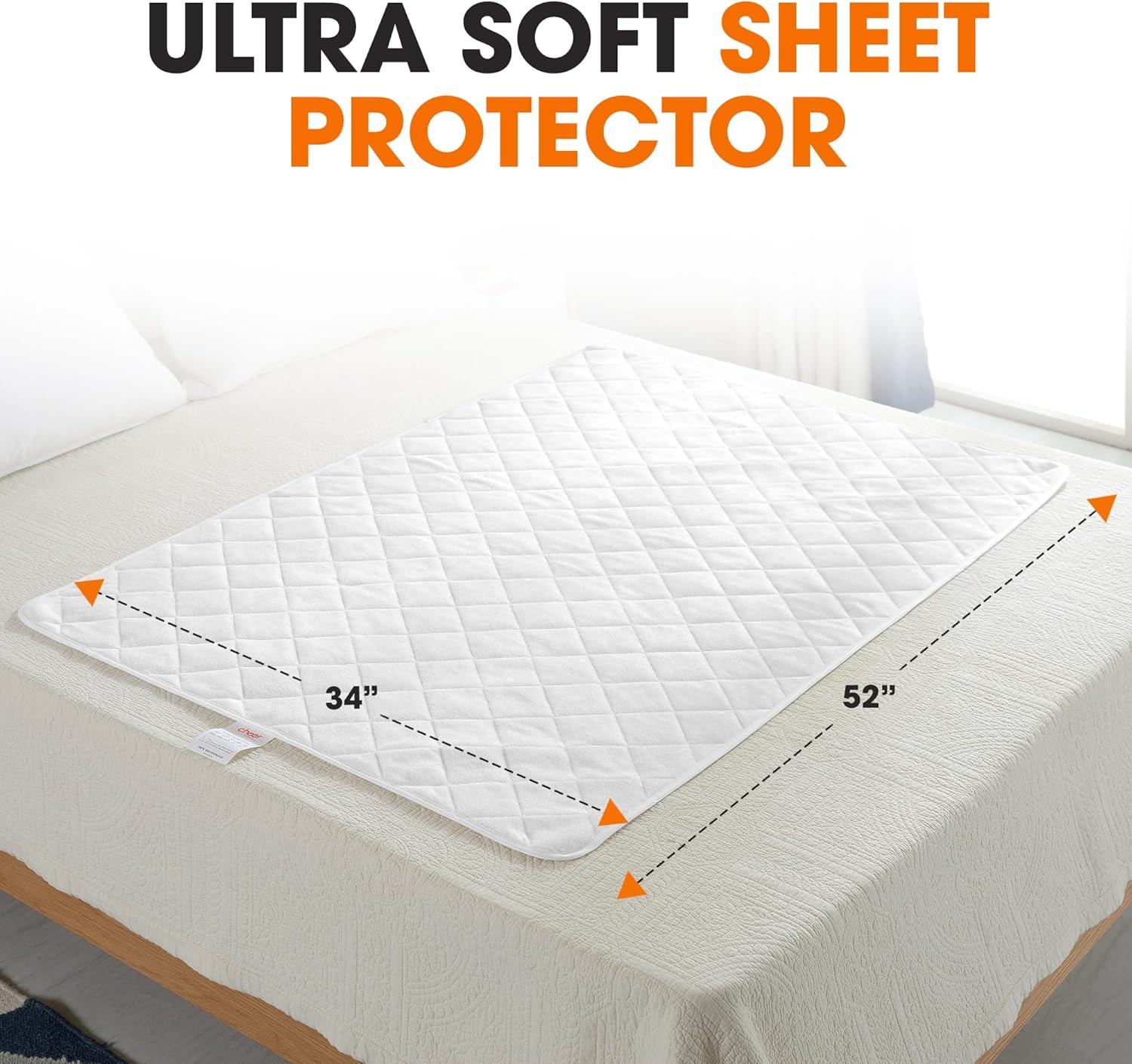 Cheer Collection Set of 2 Terry Rayon from Bamboo Large Waterproof Mattress Protector (34" x 52")