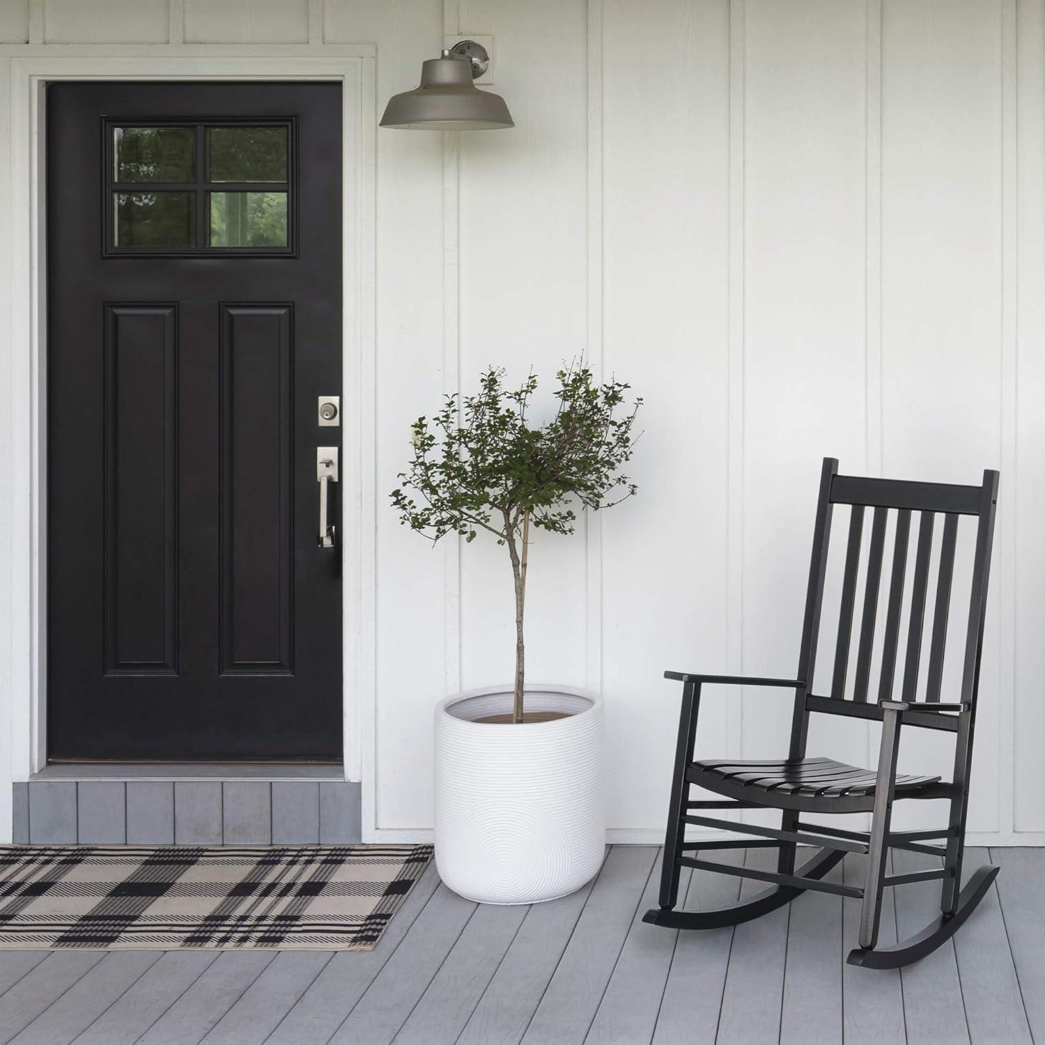 Black Solid Wood Porch Rocking Chair with Armrests