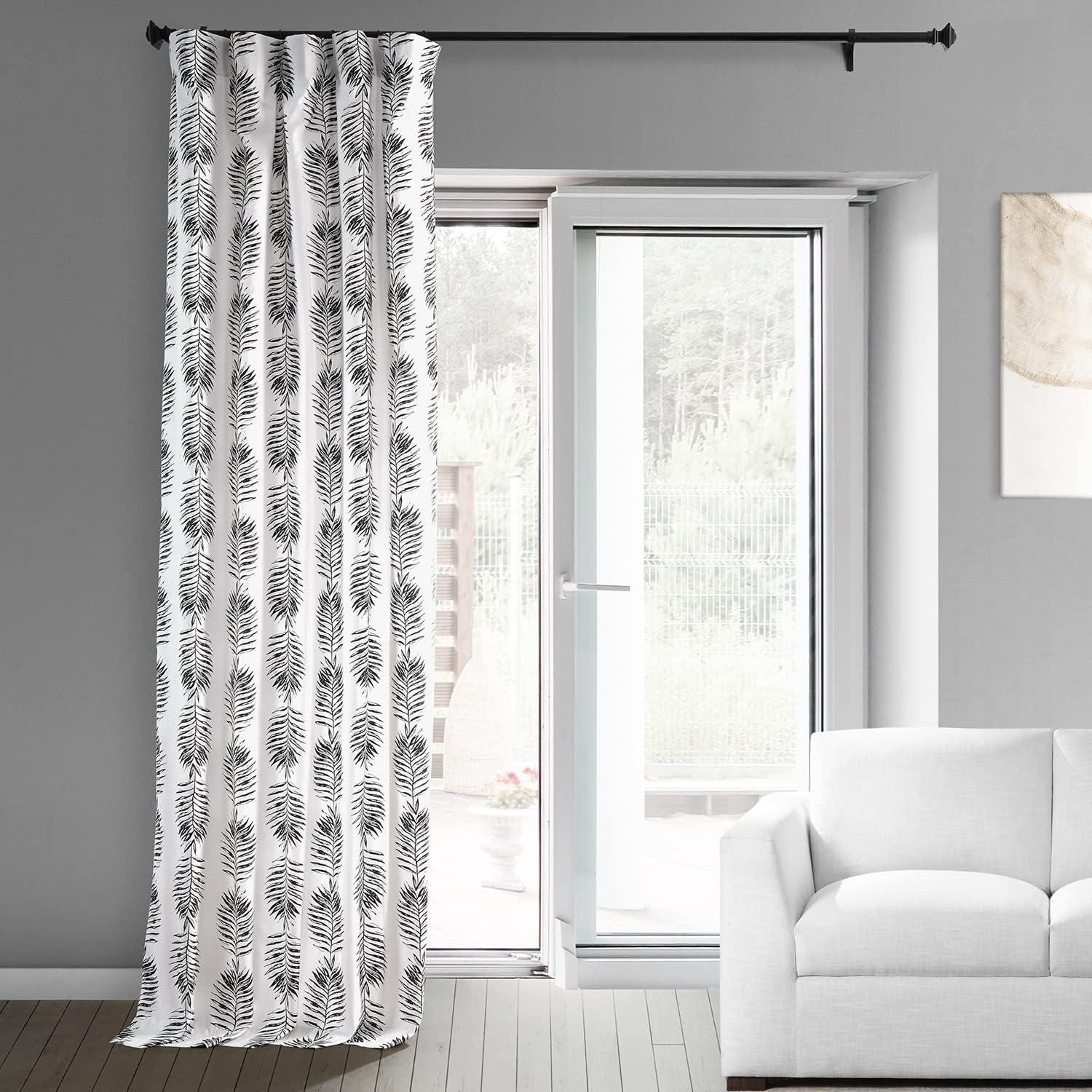 Sago Black Ink Printed Cotton Curtain (1 Panel), Sago Black Ink, 50W X 84L