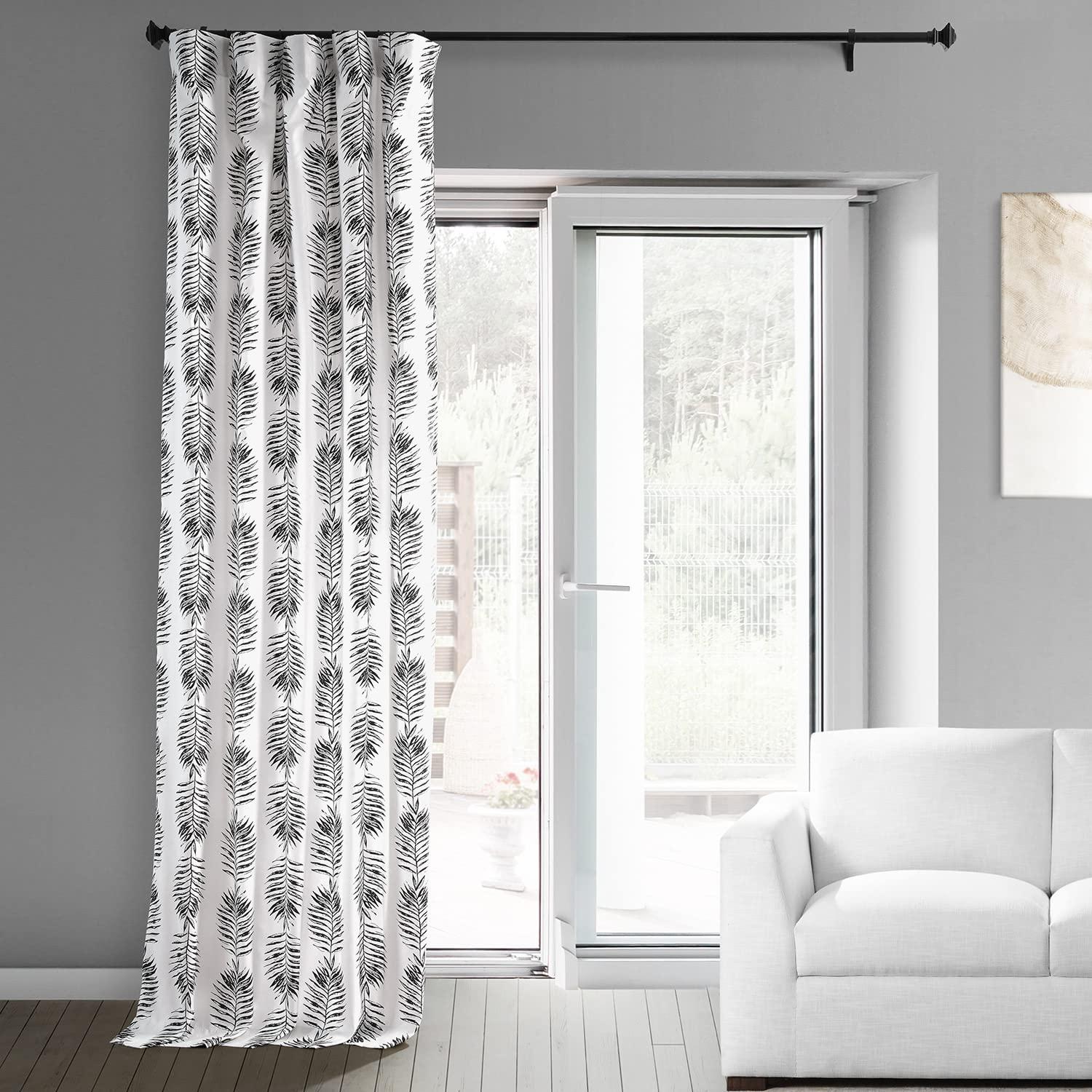Sago Black Ink Printed Cotton Curtain (1 Panel), Sago Black Ink, 50W X 84L