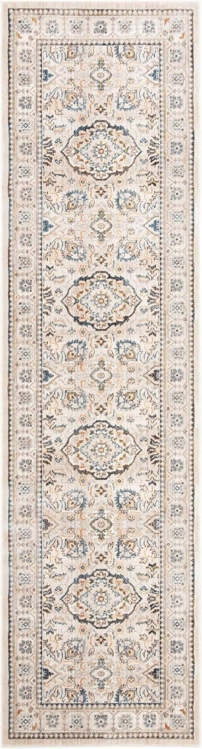 SAFAVIEH Vintage Persian Acacia Floral Bordered Rug Runner, Ivory/Light Grey, 2'2" x 8'