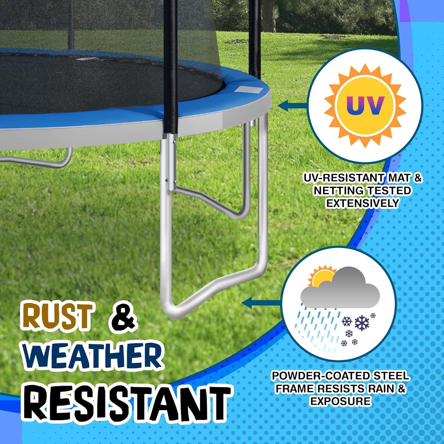 TruJump Sportspower TruJump 14' Round Trampoline with Safety Enclosure & with Lifetime Warranty on Jump Mat