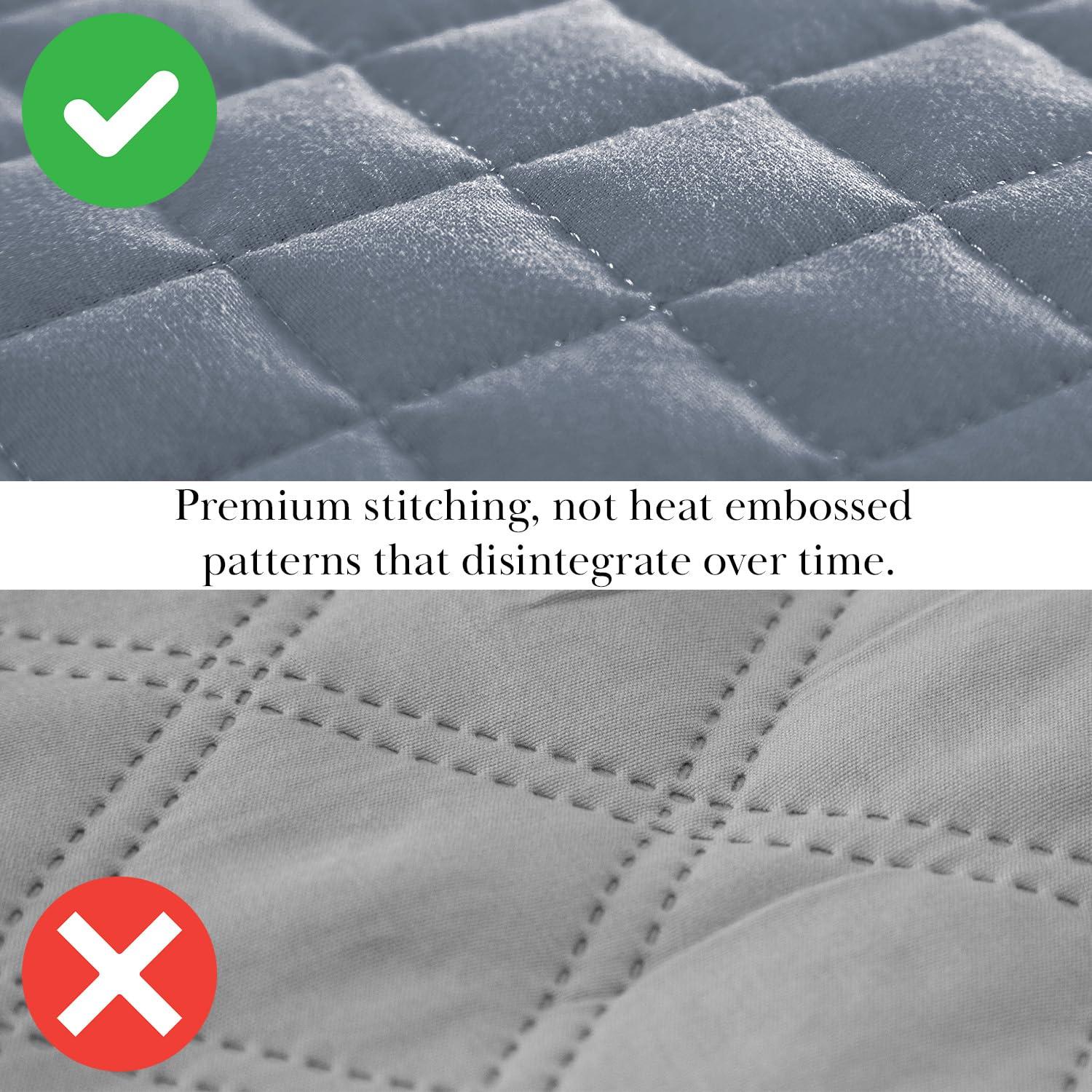 Southshore Fine Living, Inc. Queen Quilt Set, Full Size Bedspread with 2 Matching Pillow Shams, Soft Microfiber Lightweight Quilts, Queen Size Coverlet, Easy Care Machine Washable, Slate Blue