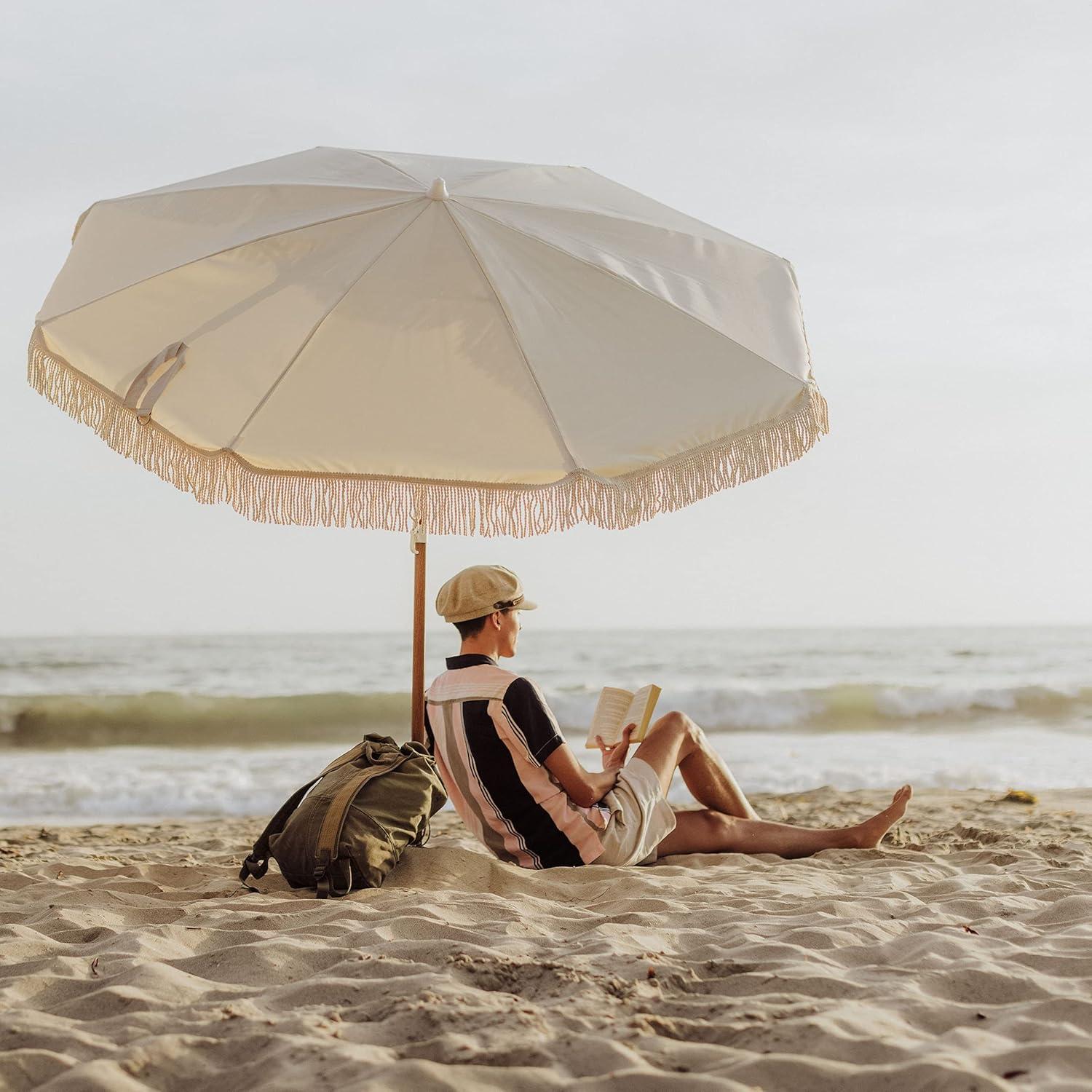 Beach State Summerland 6.5 ft. Diameter Portable Beach Umbrella - Driftwood