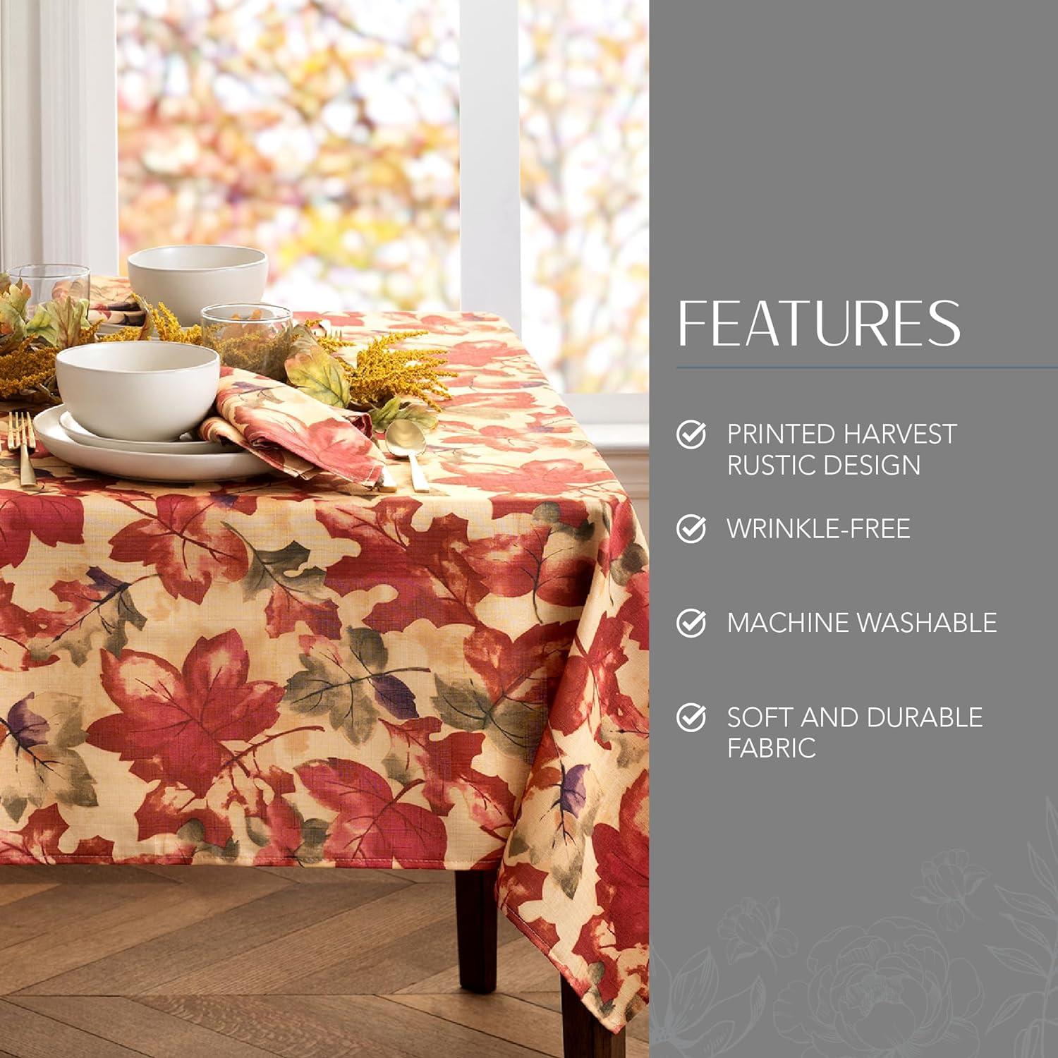 Elrene Harvest Festival Fall Printed Tablecloth - Red/Orange - Elrene Home Fashions