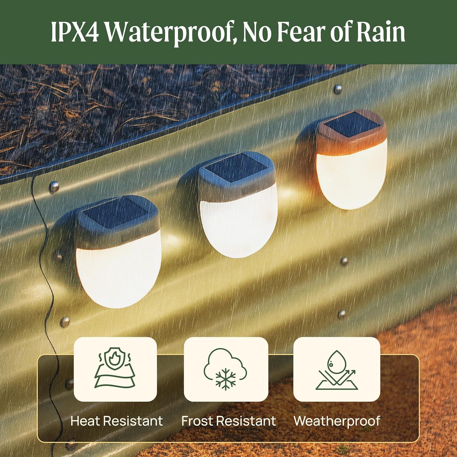 Vego Garden Add ons Dappled-Pebble Gray Outdoor Waterproof Solar Powered Integrated LED Deck Light Pack (Set of 4)