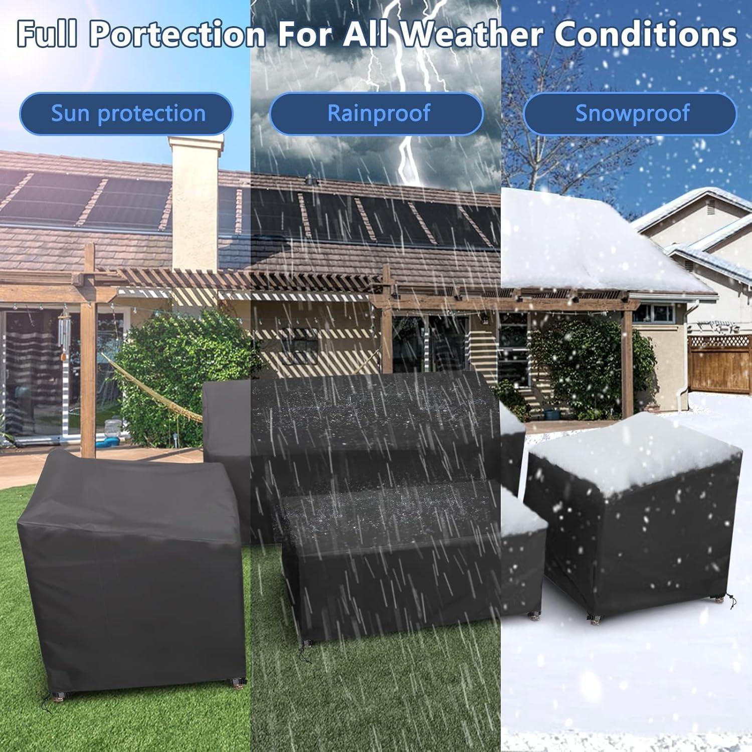 Outdoor Patio Furniture Covers 4-Piece Set Furniture Cover Waterproof Large - Black