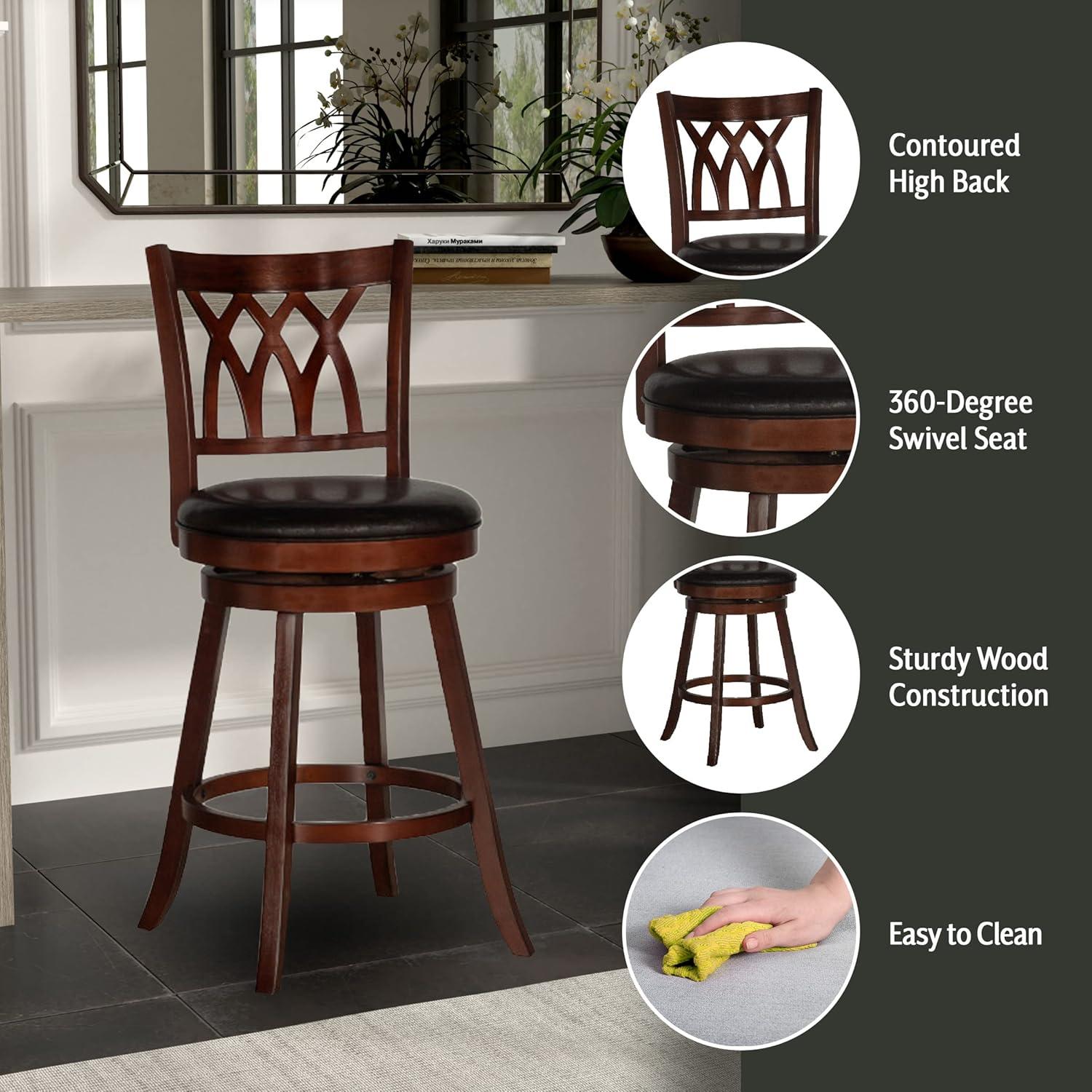 Hillsdale Tateswood 46.75" Wood Transitional Bar Stool in Cherry