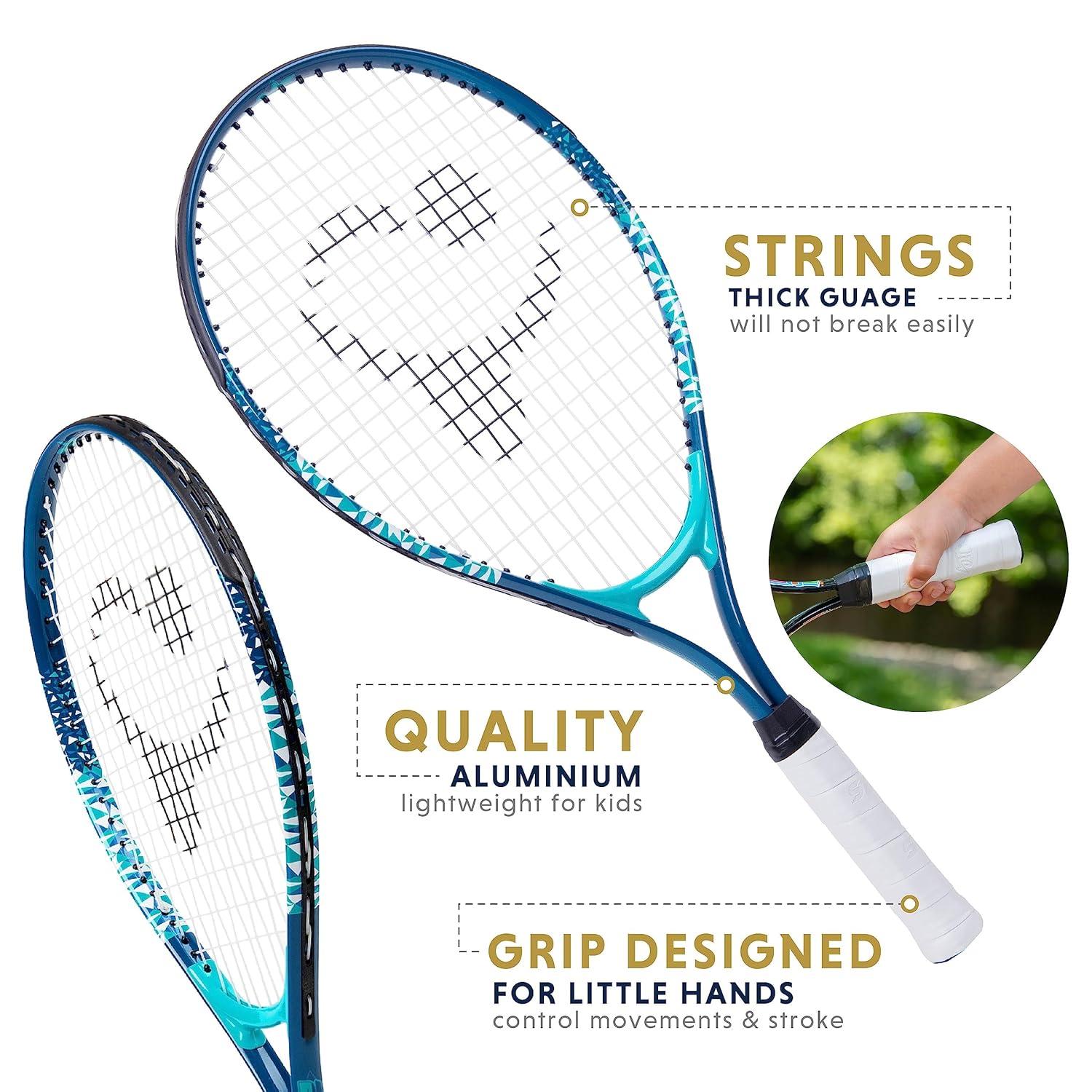 Kids Tennis Racket with Training Videos – Aluminum Youth Tennis Racket with Neoprene Handle for Children Age 5-12 – Learn Faster and Play Better by Street Tennis Club