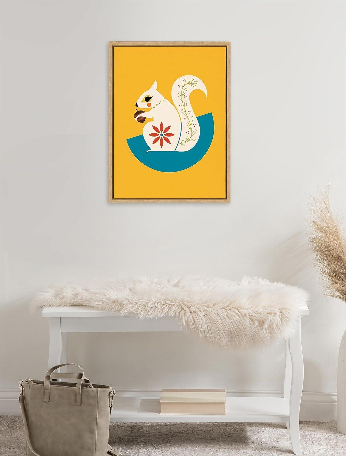 Kate & Laurel All Things Decor 18"x24" Sylvie White Squirrel Framed Canvas Wall Art by Amber Leaders Designs: Mid-Century Modern