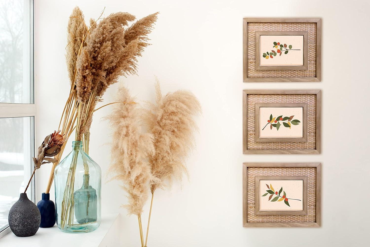 Rattan and Wood Picture Frame for 5x7 Inch Photos | Coastal or Boho Picture Frame | Tabletop Stand and Wall Mount | Single Display or Gallery Wall