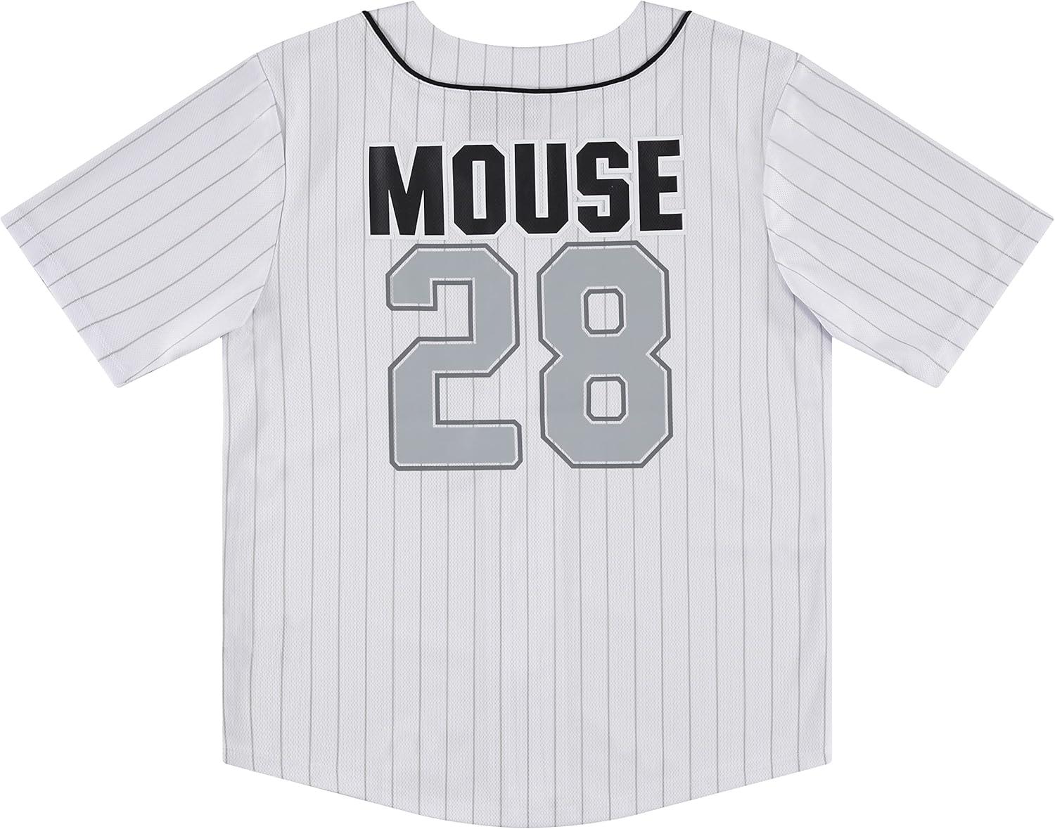 Boys Mickey Mouse Baseball Jersey - Boys Classic Mickey Mouse Mesh Button Down Baseball Jersey - Disney Mickey Mouse Fashion Shirt (White, Medium)