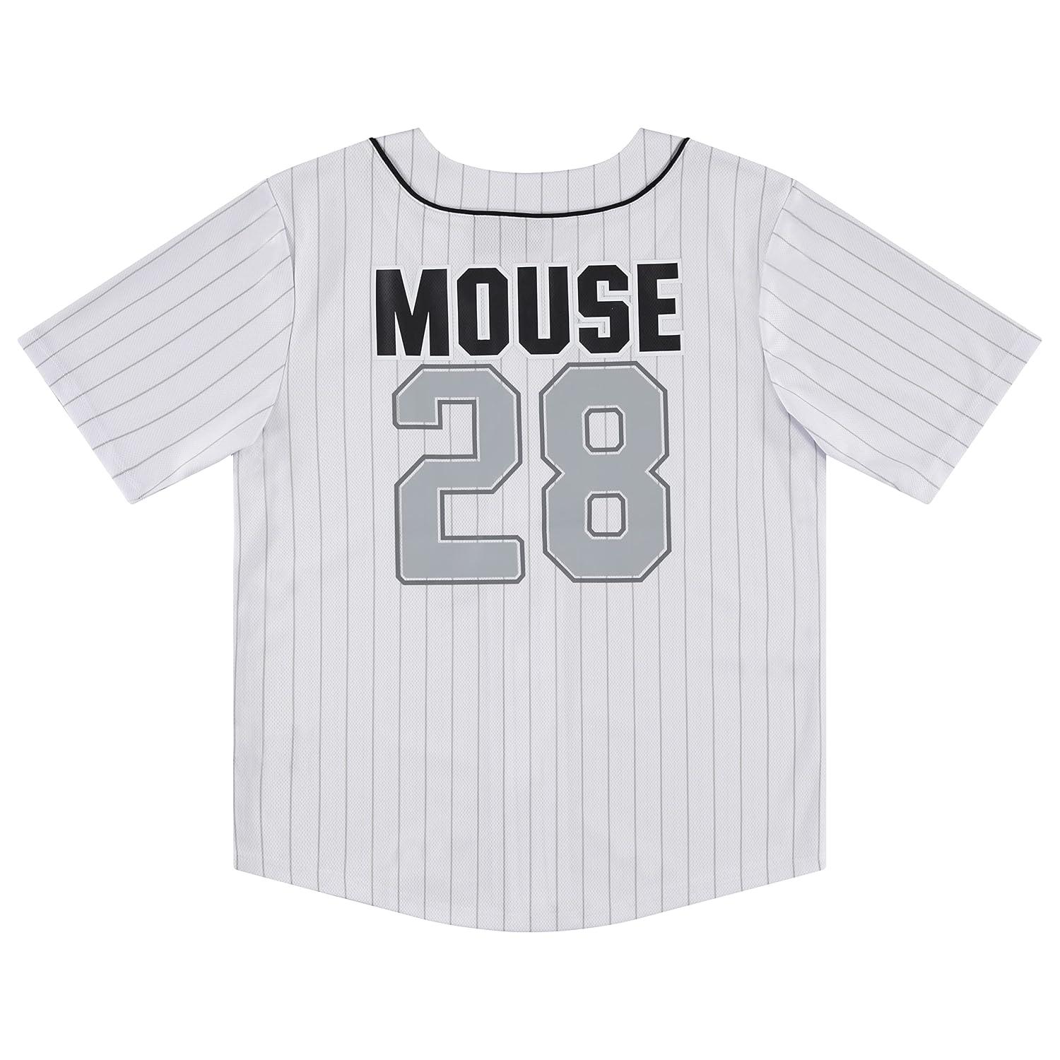 Boys Mickey Mouse Baseball Jersey - Boys Classic Mickey Mouse Mesh Button Down Baseball Jersey - Disney Mickey Mouse Fashion Shirt (White, Medium)