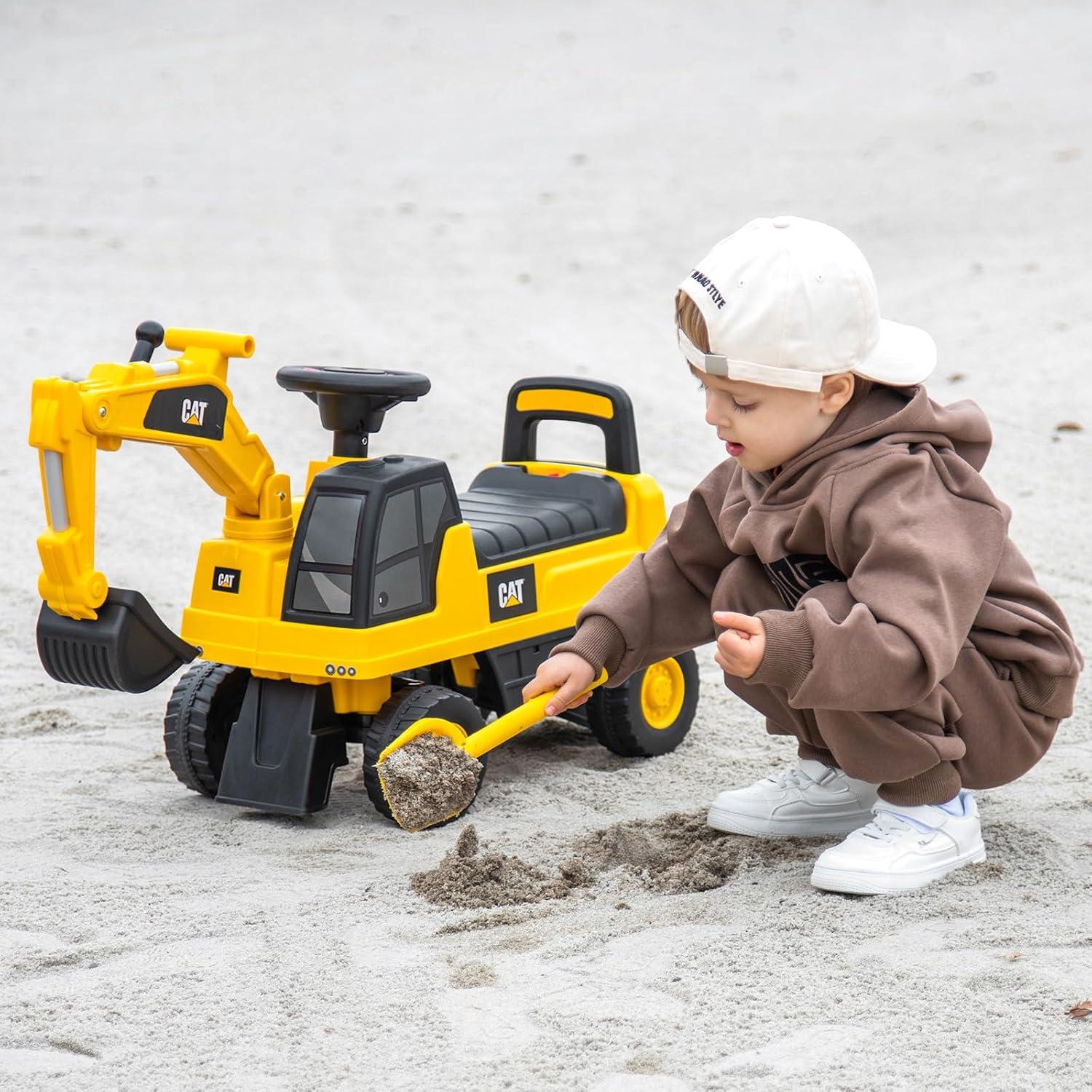 Gymax Licensed Caterpillar Kids Rid-On Digger Excavator Toy w/ Rotatable Digging Bucket & Hidden Storage