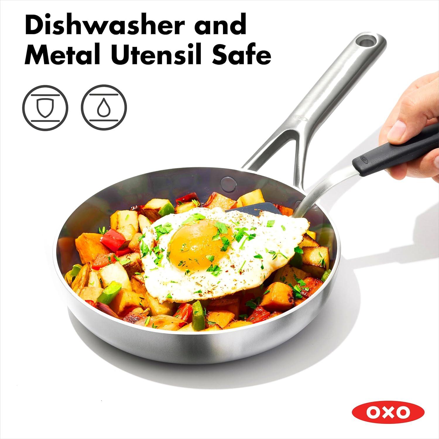 OXO 10pc Mira Tri-Ply Stainless Steel Cookware Set Silver: Dishwasher-Safe, Gas & Induction Compatible, UPC 885837031089