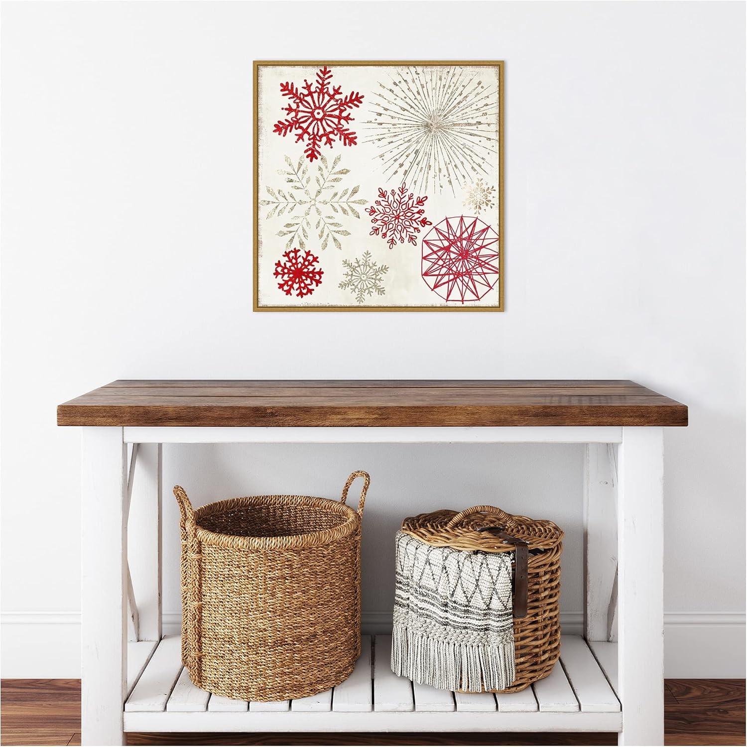 22" x 22" Christmas Snowflakes II Framed Wall Canvas - Amanti Art: PI Studio, Seasonal Decor