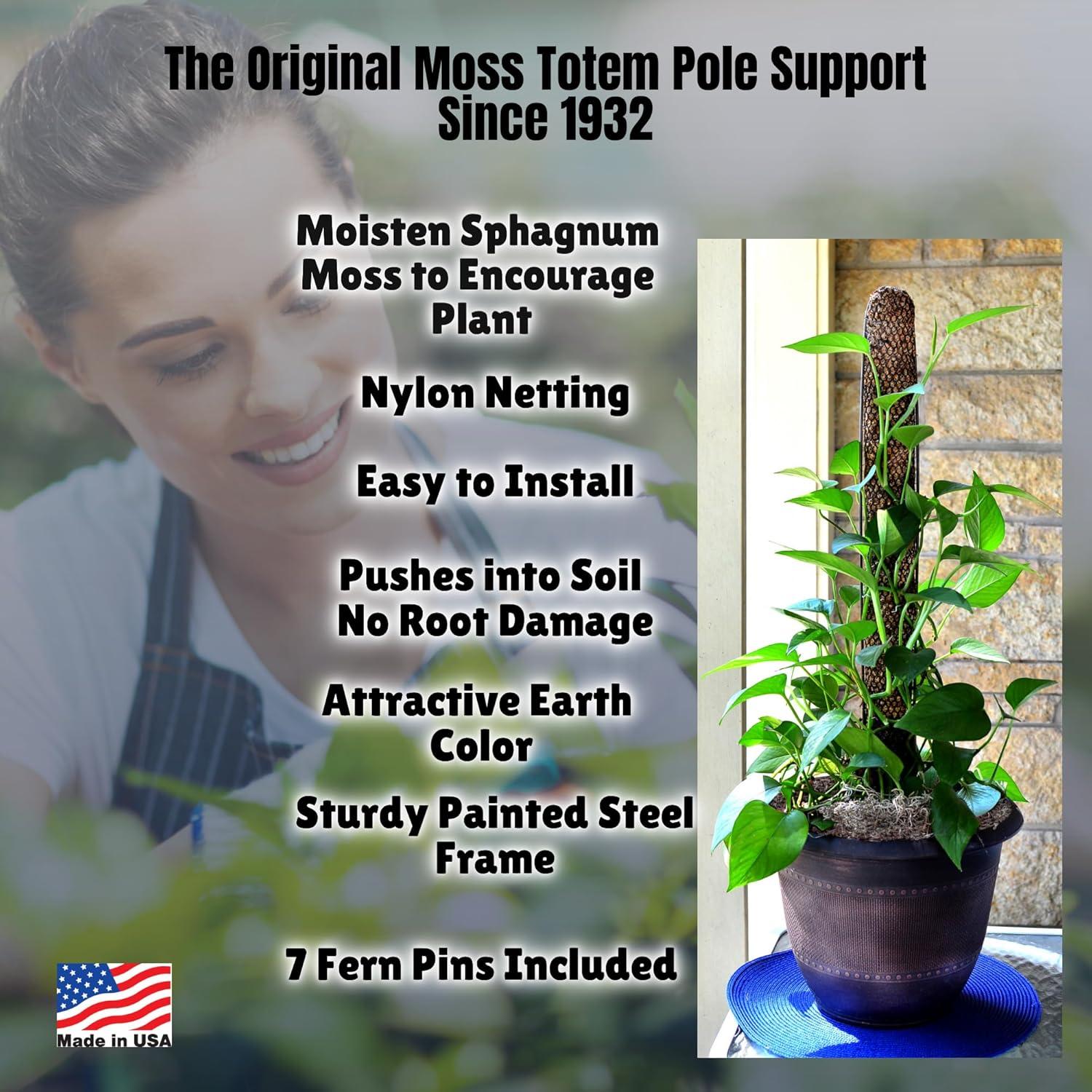 Mosser Lee Sphagnum Moss Pole for Indoor Plants, Monstera Moss Pole, Plant Pole Made in USA - Ideal for Climbing Plants, Enhances Plant Growth & Stability - 30" Height