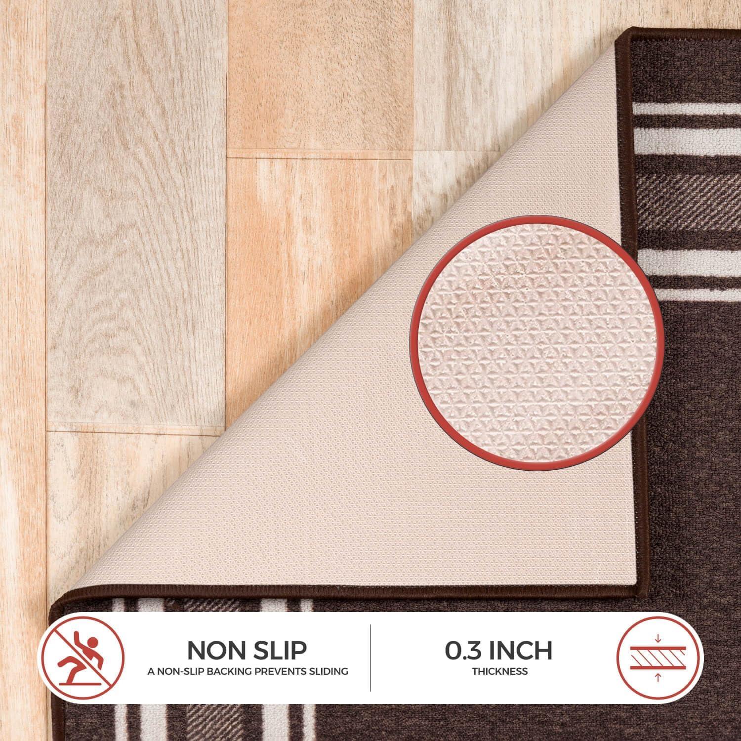 Quiogue Brown Non-Slip Area Rug