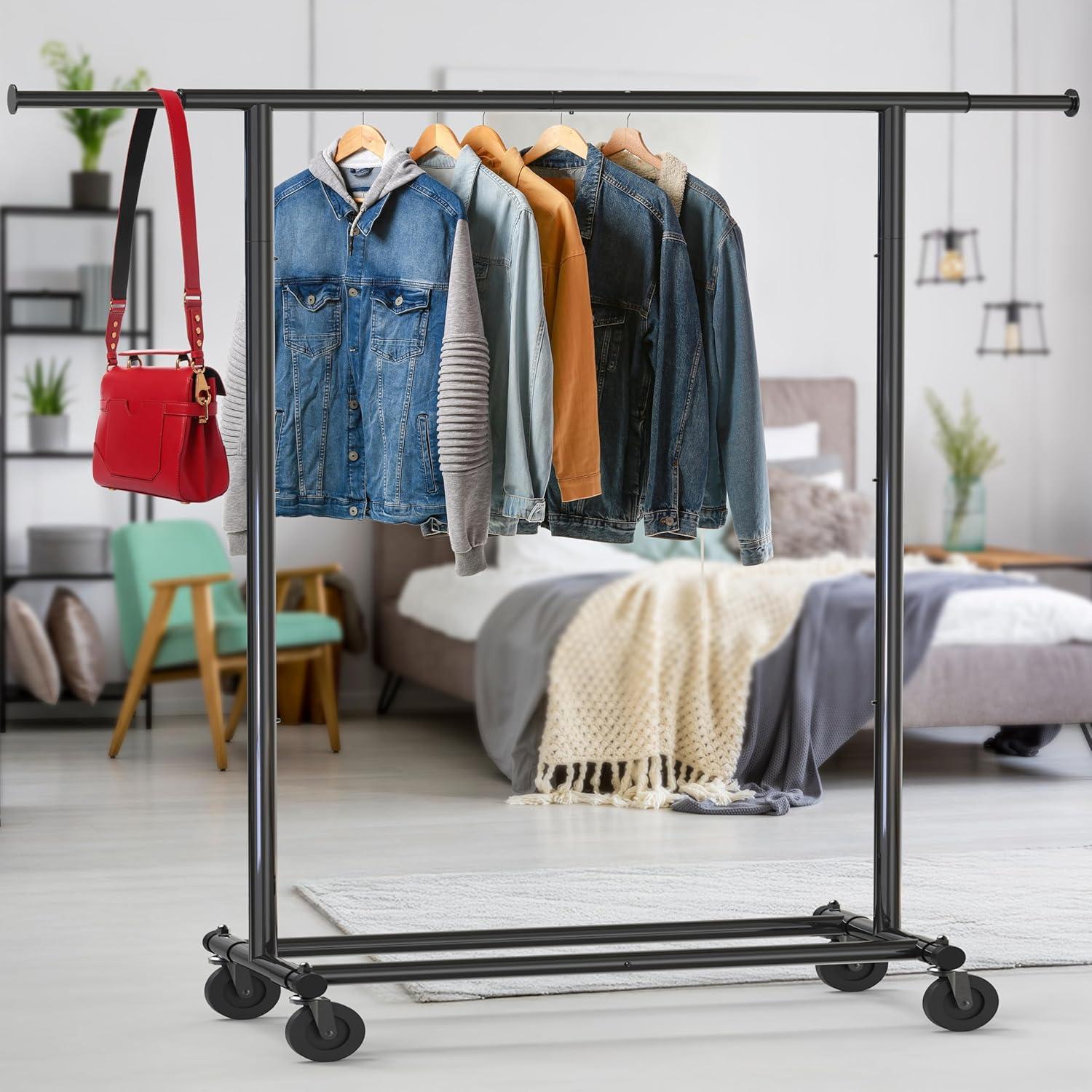 Chrome Rectangular Portable Clothing Garment Rack