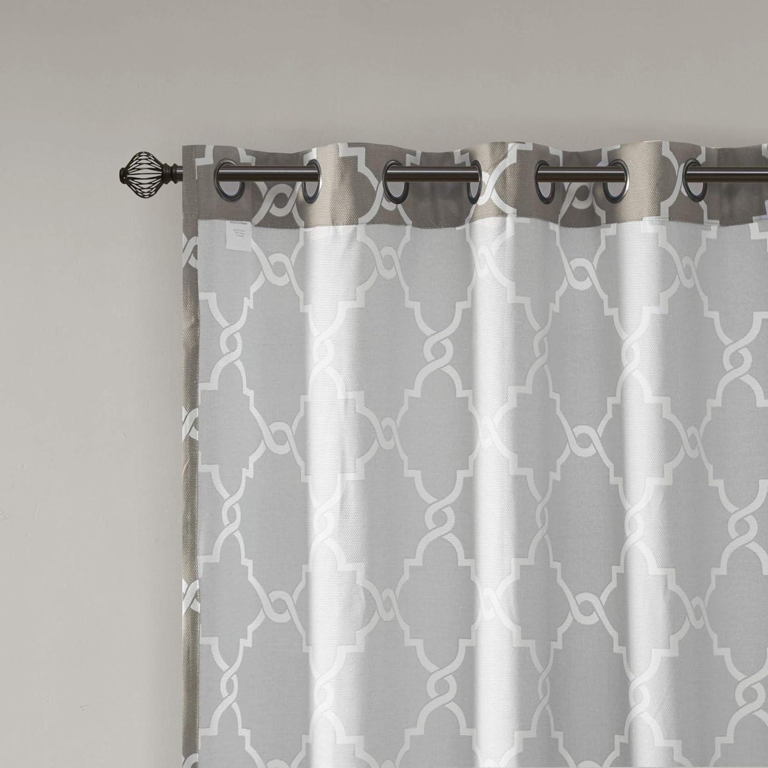 Madison Park Fretwork Print Grommet Top Single Window Curtain Panel