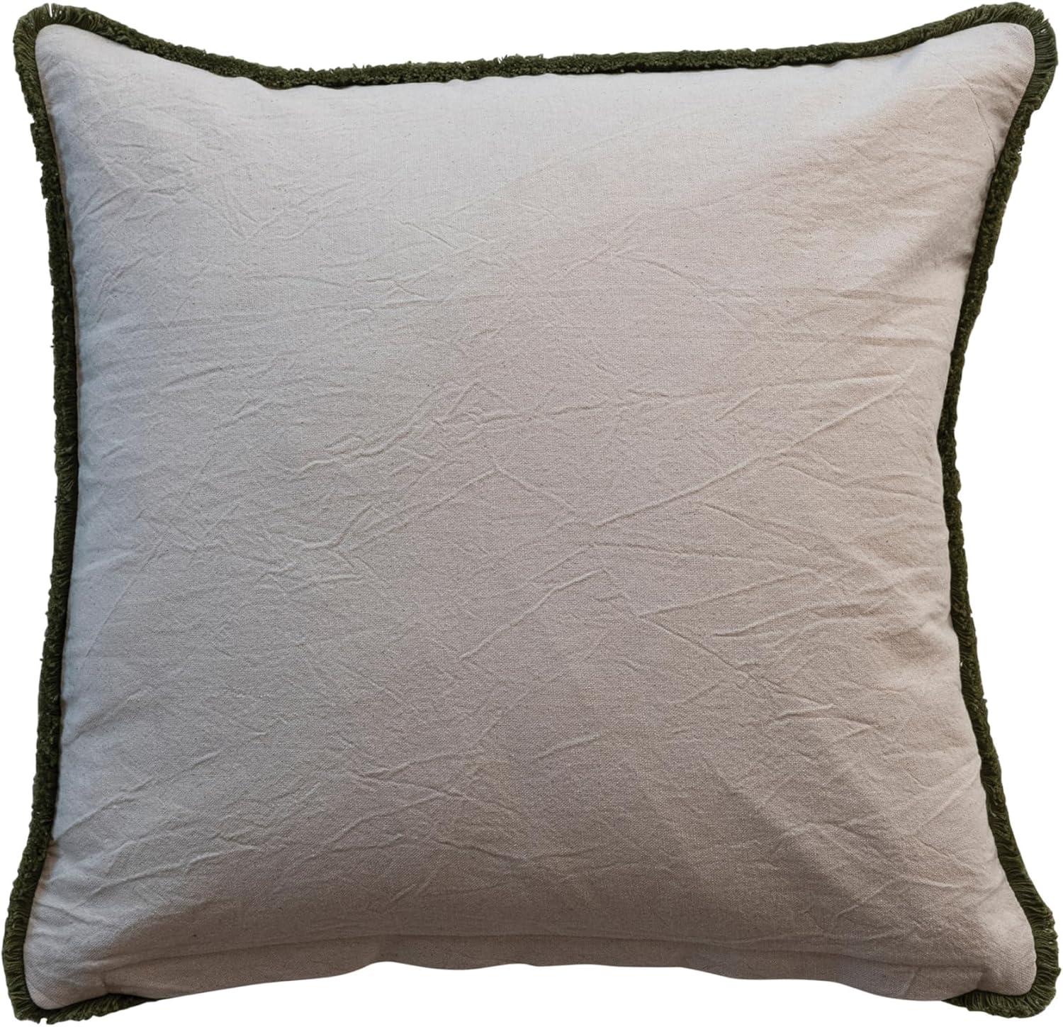 Multicolor Cotton Slub Embroidered Square Pillow