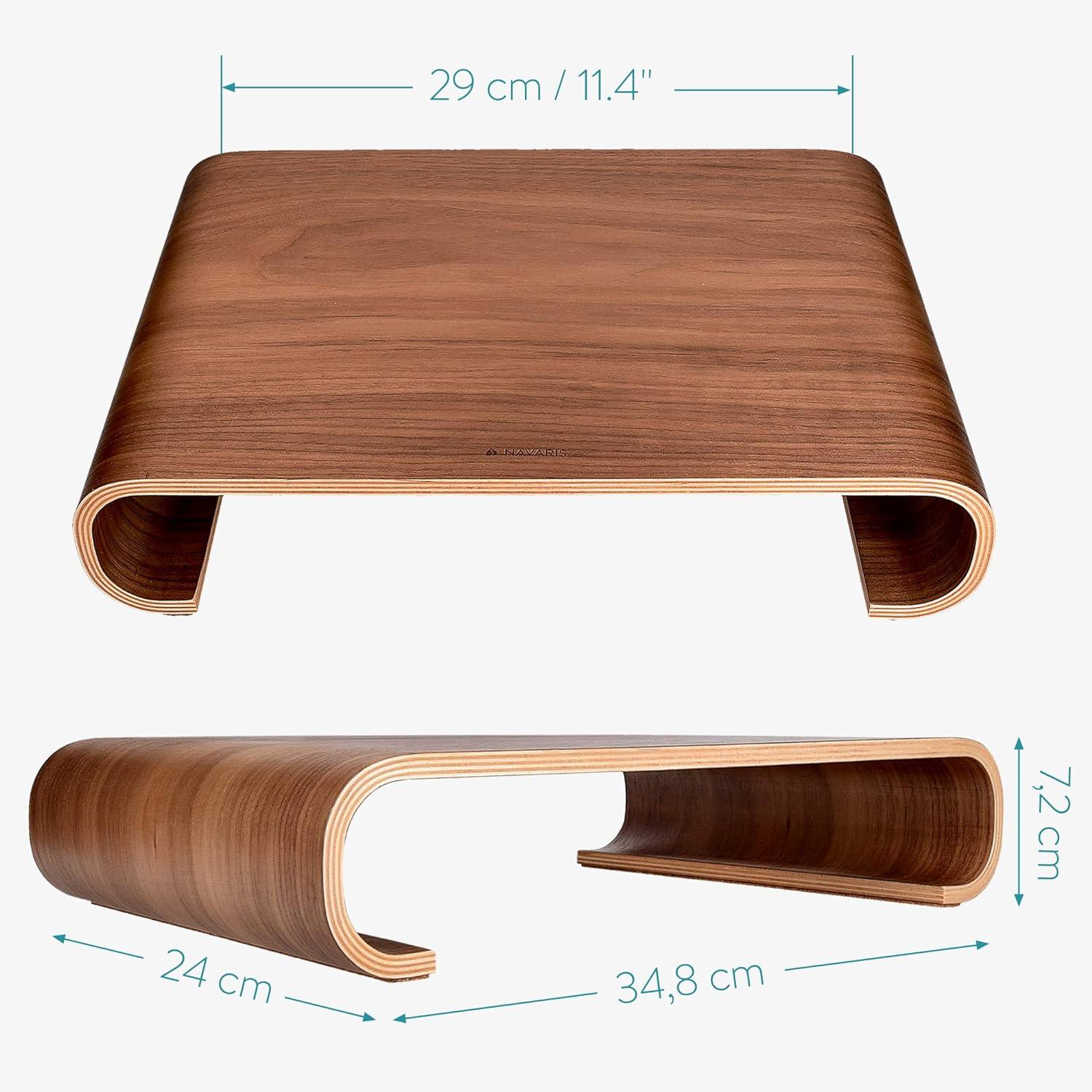 Walnut Wood Curved Desktop Monitor Stand Riser