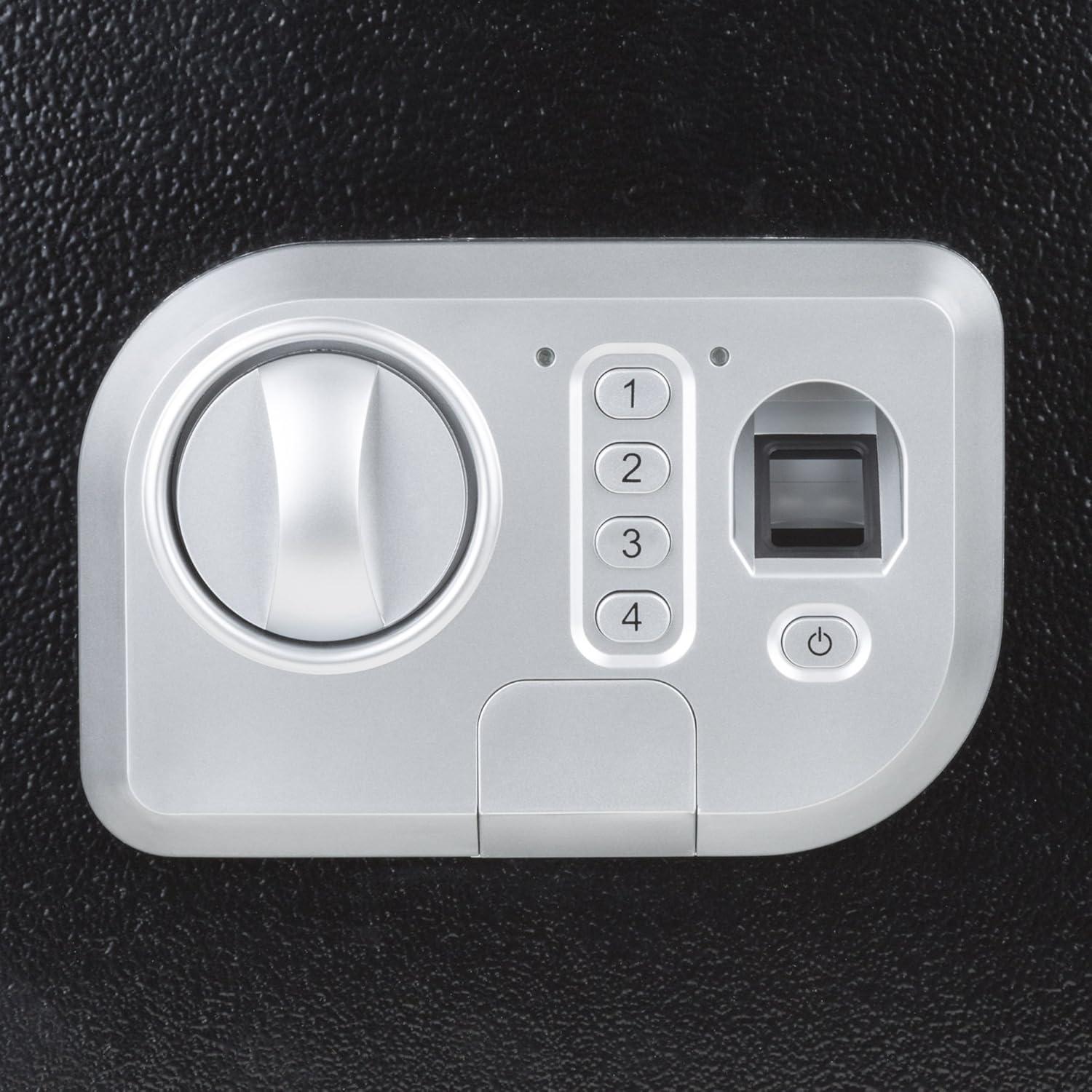 Stalwart Stalwart Electronic Safe - Digital Biometric Fingerprint Lock Box with 2 Override Keys (Black)