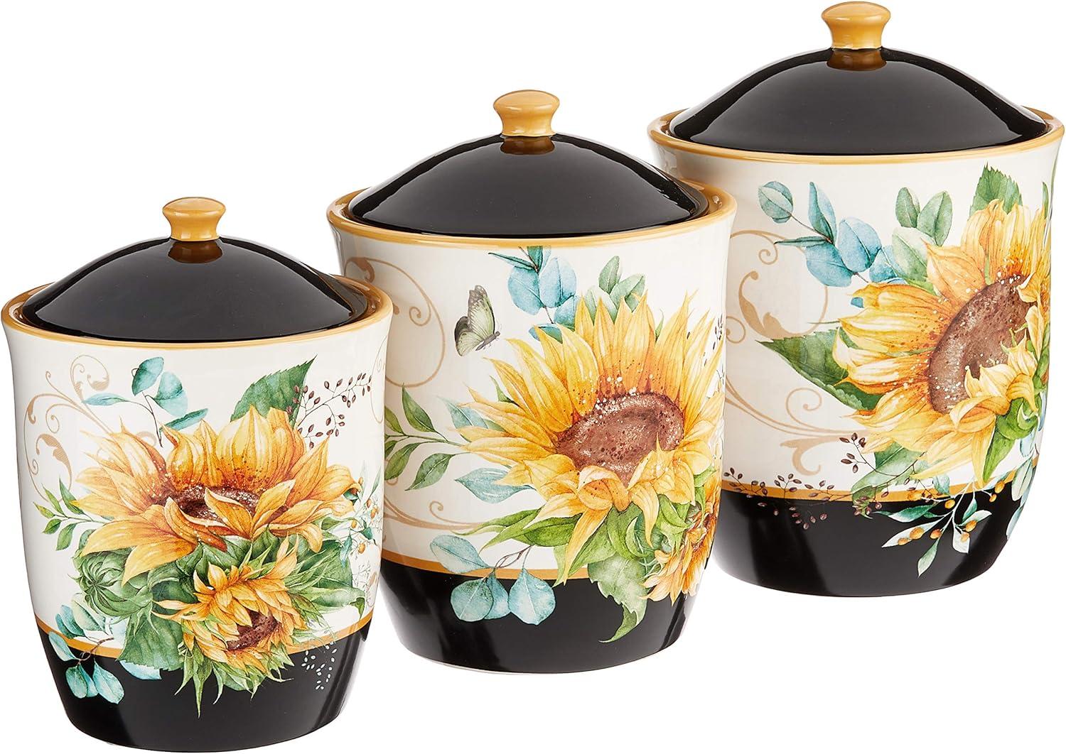 Sunflower Fields Multicolor Ceramic Canister Set