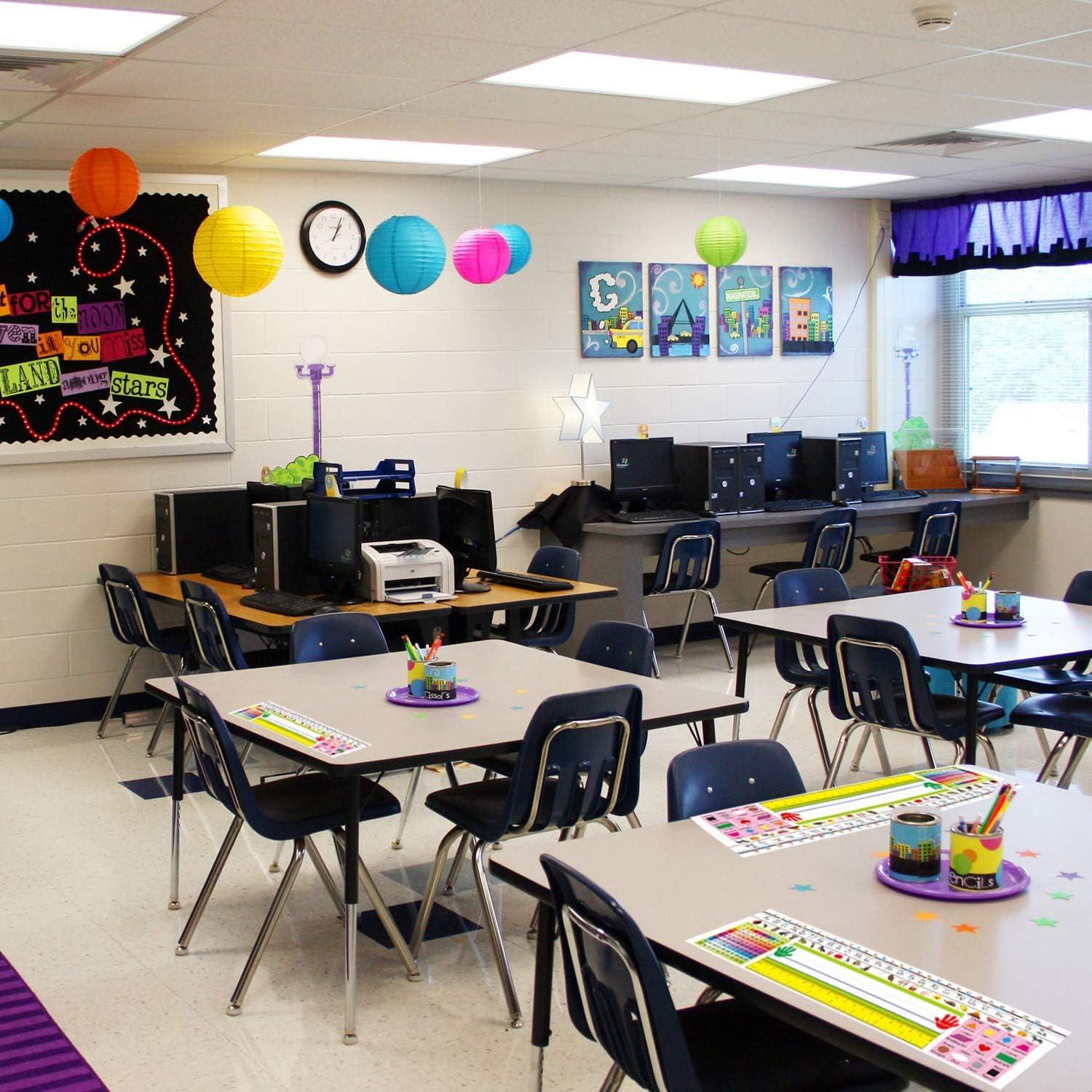 Name Plates for Desk, Colorful Traditional Manuscript Nameplates, Self-Adhesive Desk Tags for School Classroom Decorations and Teachers Using(14X4 inch,40 Pieces)