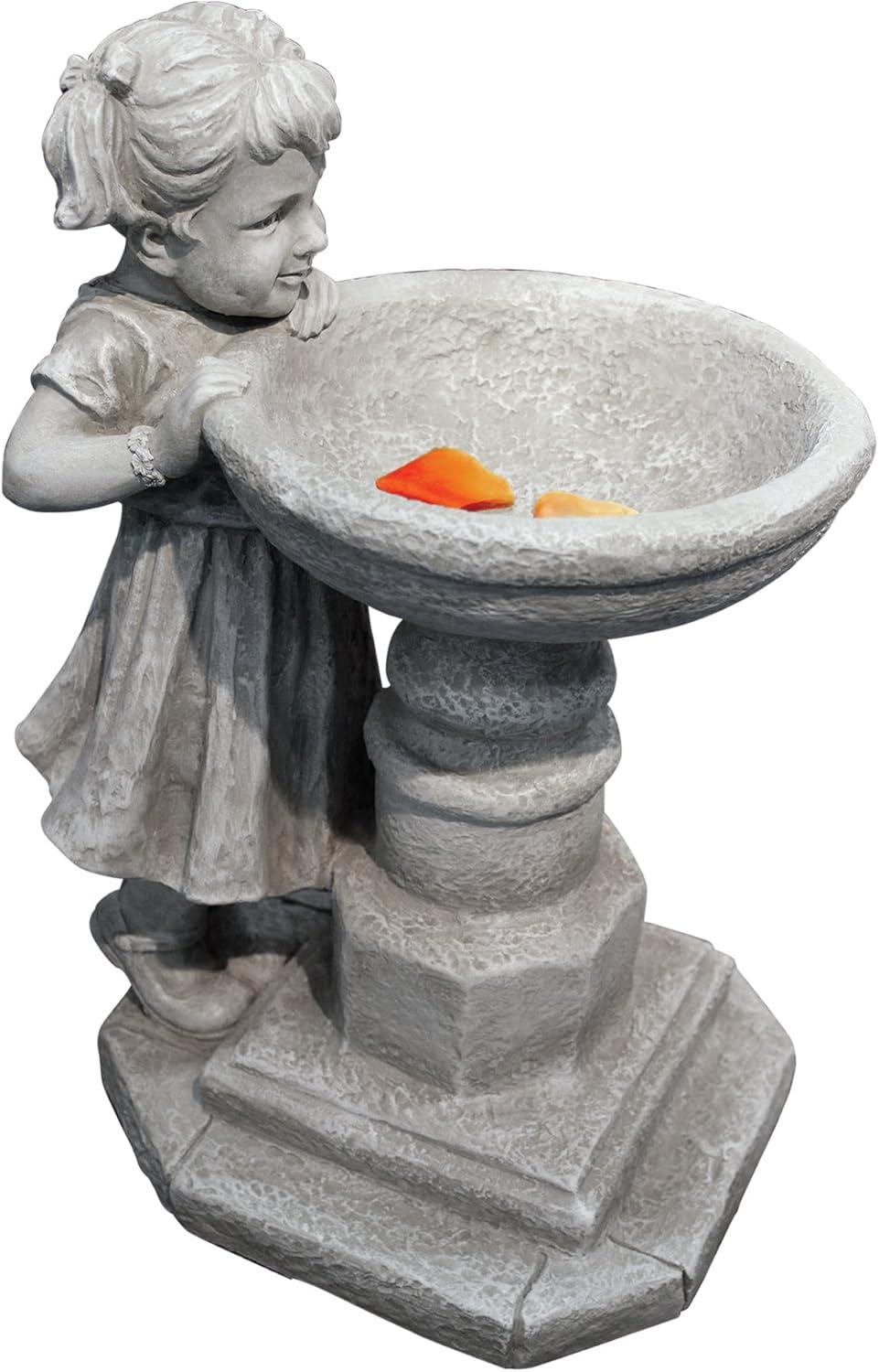 Georgina's Garden Gaze Child at Birdbath Statue