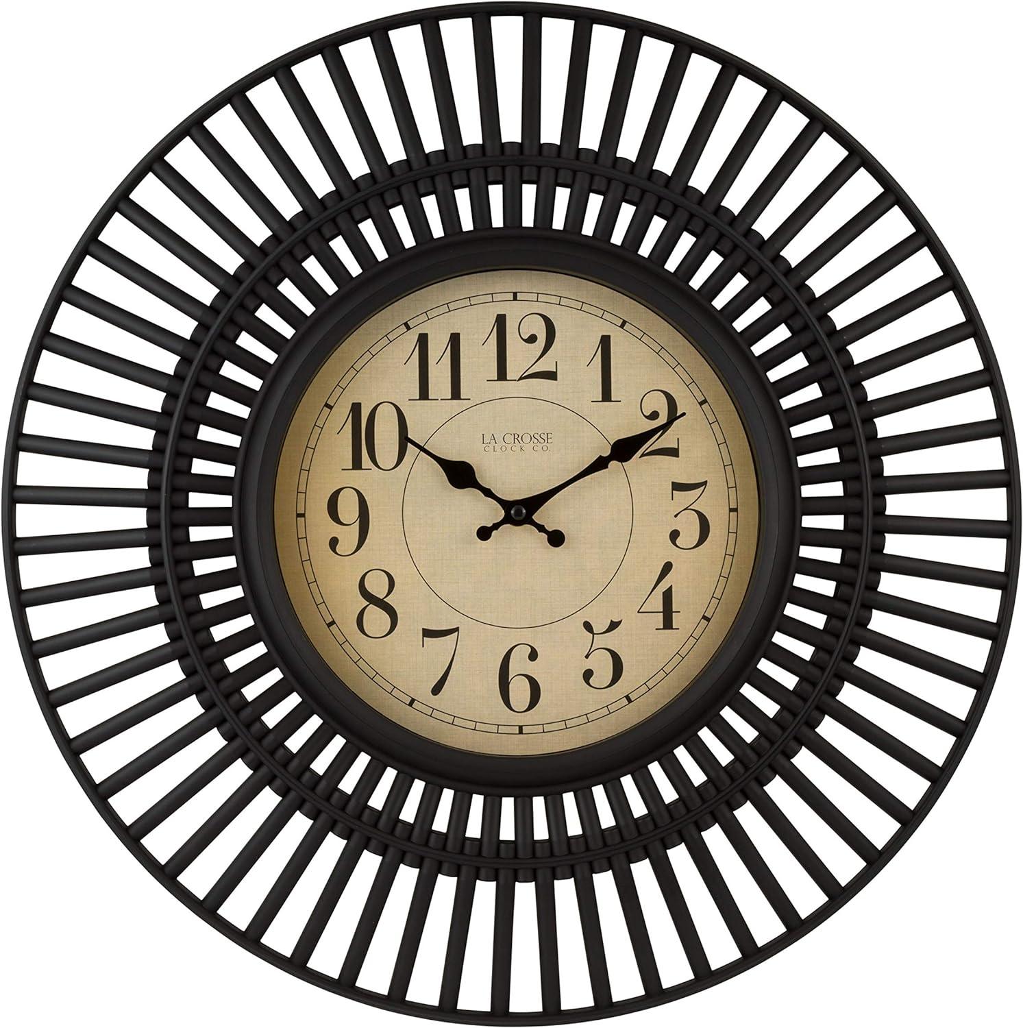 Covington 20-Inch Black Plastic Round Quartz Wall Clock