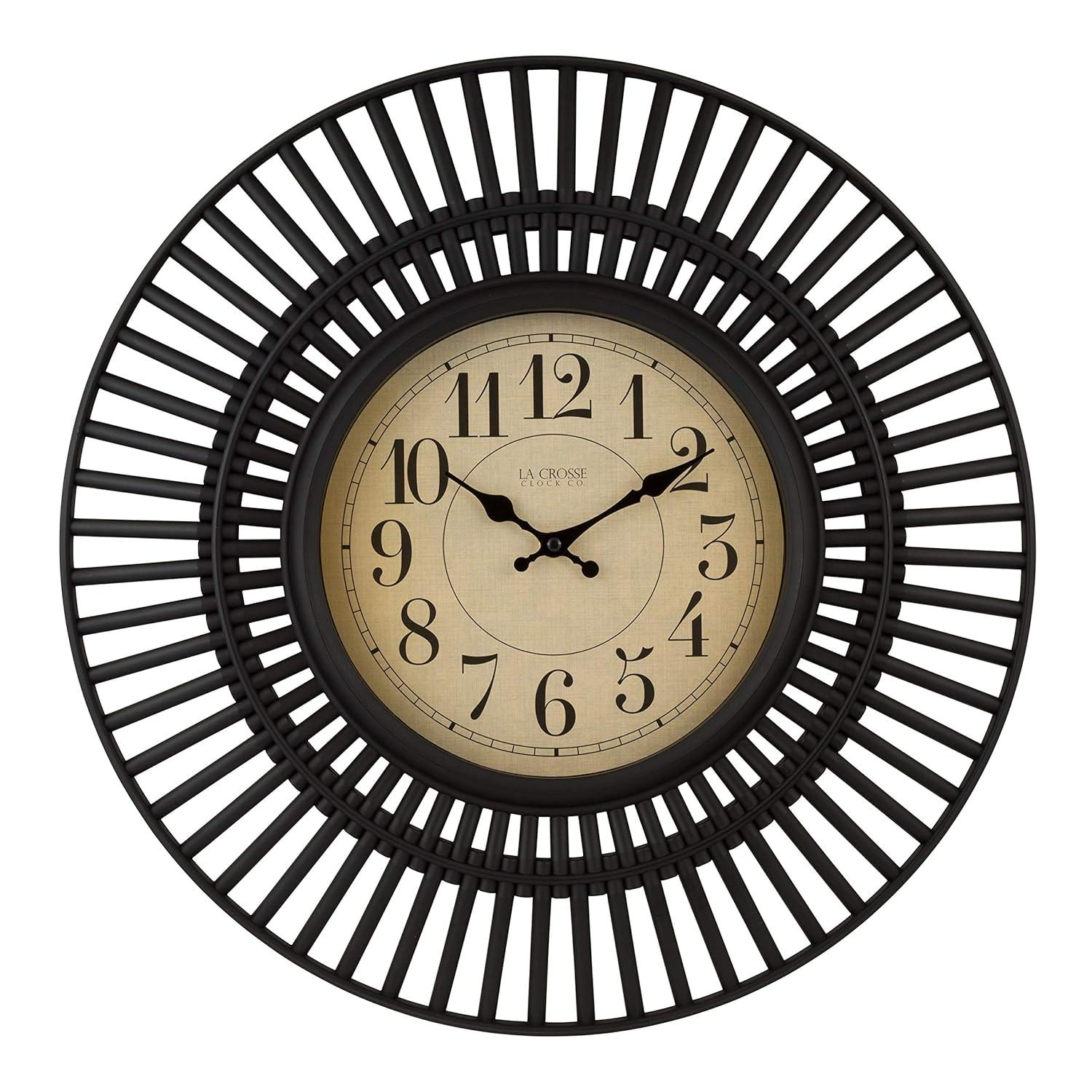 La Crosse Clock 20-inch Covington Contemporary Black Quartz Analog Wall Clock, 404-3051