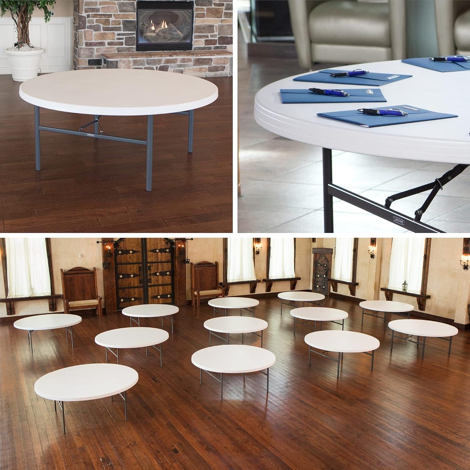 Lifetime 72 inch Round Table, Indoor/Outdoor Commercial Grade, White Granite (22673)