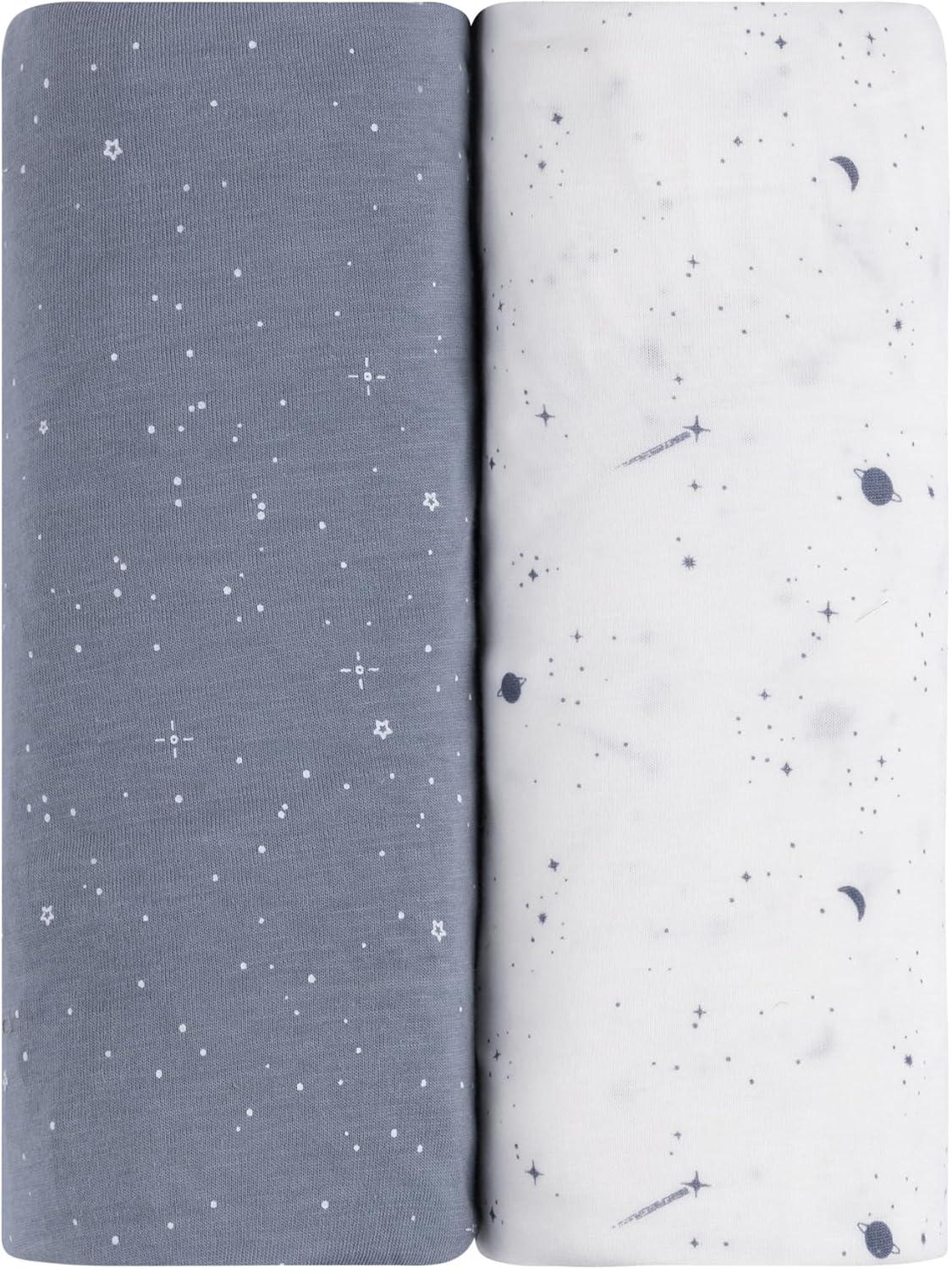 Ely's & Co. Baby Fitted Bassinet Sheet 100% Combed Jersey Cotton for Baby Boy 2 Pack