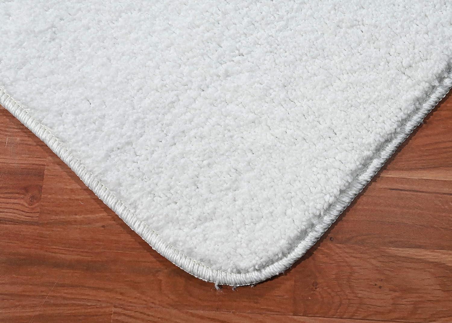Garland Rug Gramercy Washable Bath Rug Set, 3 Piece (20"x34", Contour Rug, & Toilet Lid) White