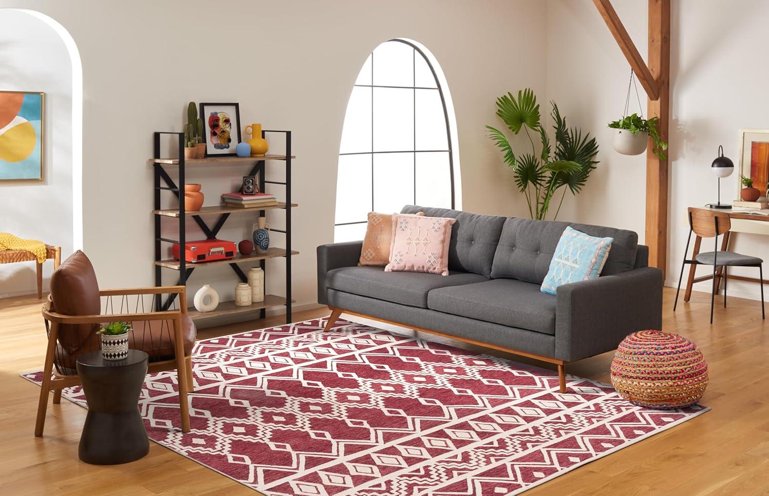 Abstract ABT851 Handmade Indoor Area Rug - Red/Ivory - 8'x10' - Safavieh