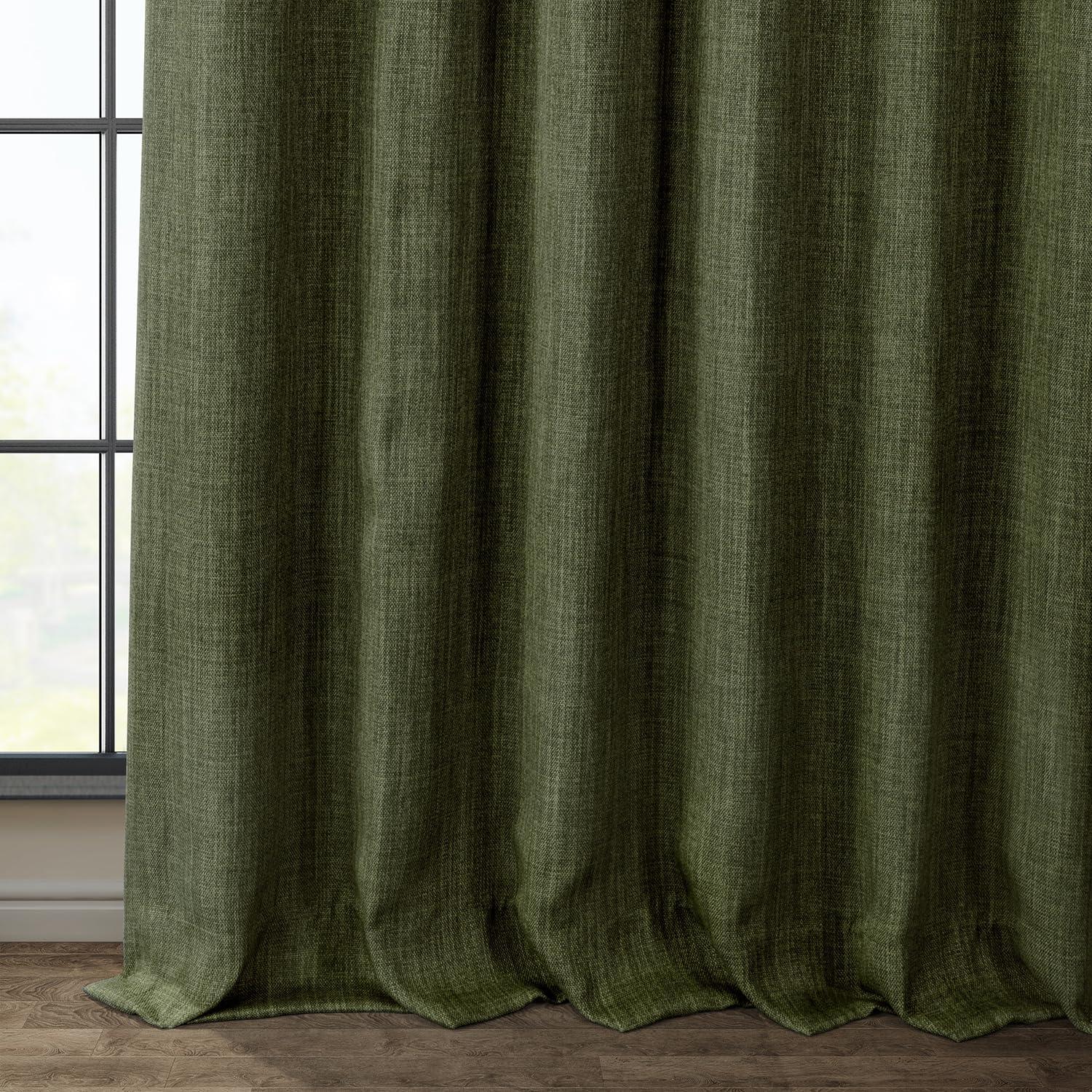 HPD Half Price Drapes Khaki Green Faux Linen Room Darkening Curtains for Bedroom & Living Room Curtains (1 Panel), Door & Window Curtains 84 inches long, Rod Pocket Curtains, 50W X 84L