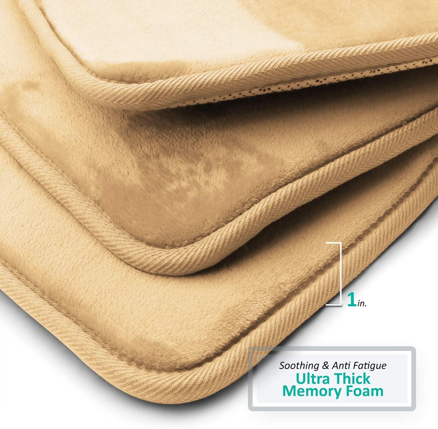 Clara Clark Ultra Soft and Absorbent Memory Foam Bath Rug Set with Non-Slip Backing