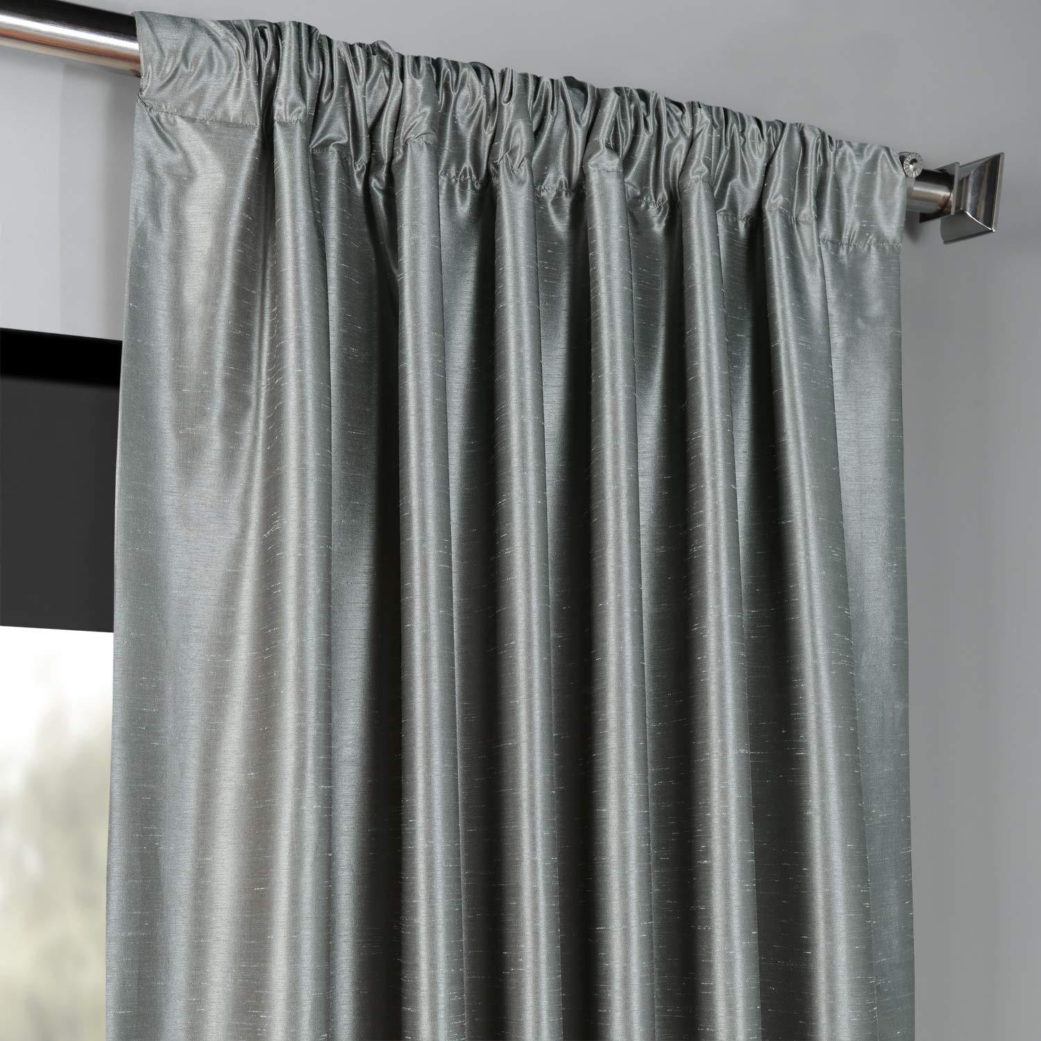 HPD Half Price Drapes Faux Silk Blackout Curtains 96 Inches Long for Bedroom & Living Room Vintage Textured Blackout Curtain (1 Panel), 50W x 96L, Storm Grey
