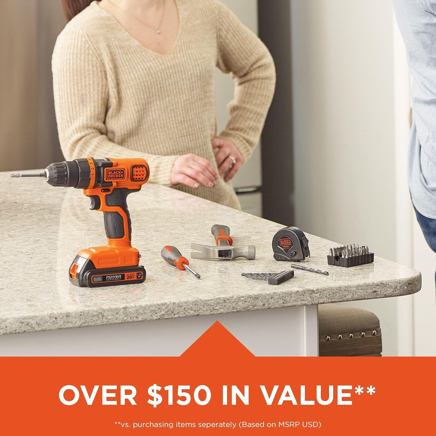 BLACK+DECKER 20-Volt MAX* Lithium Drill/Driver & 68-Piece Project Kit, LDX120PK