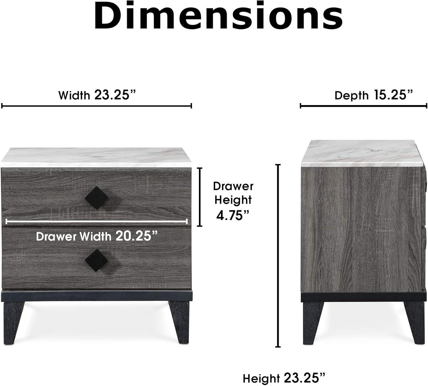 Sutton Micah Modern Side Table with 2-Drawers