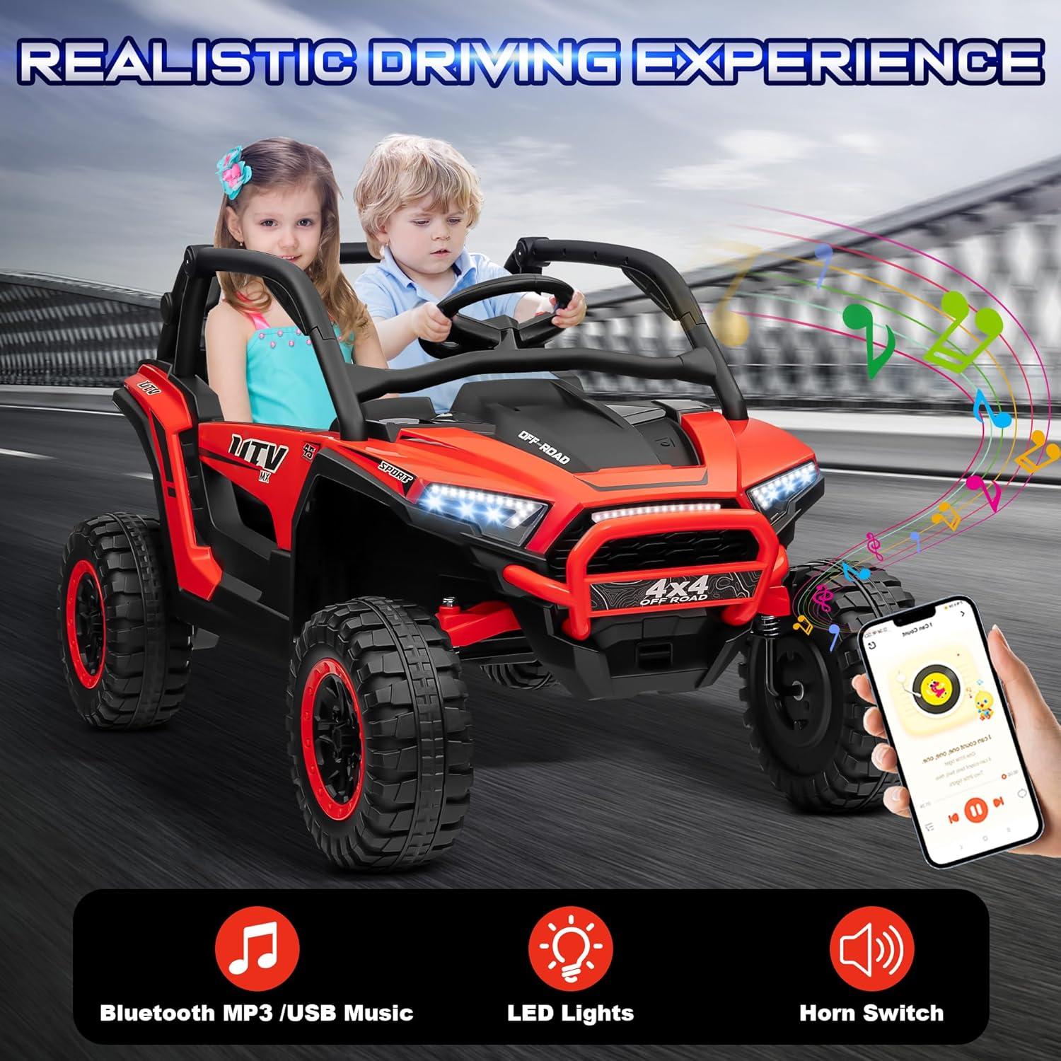 24V Ride On Car Utv 2 Seater, Off-Road Kids Electric Vehicles With Metal Frame