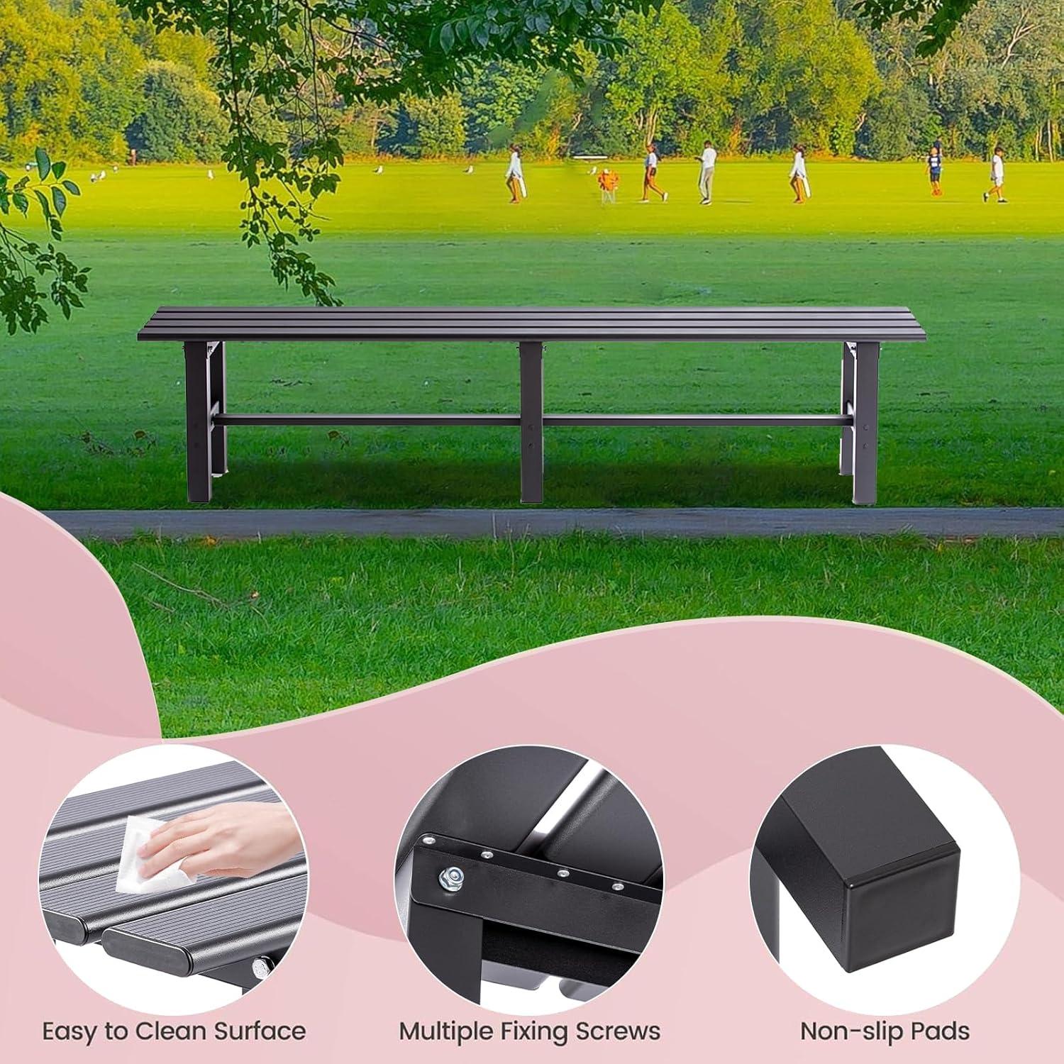 TECSPACE Aluminum Outdoor Patio Bench Black,59.1 x 14.2X 15.7 inches,Integrated Type Without Installation,Light Weight High Load-Bearing,Outdoor Bench for Park Garden,Patio and Lounge