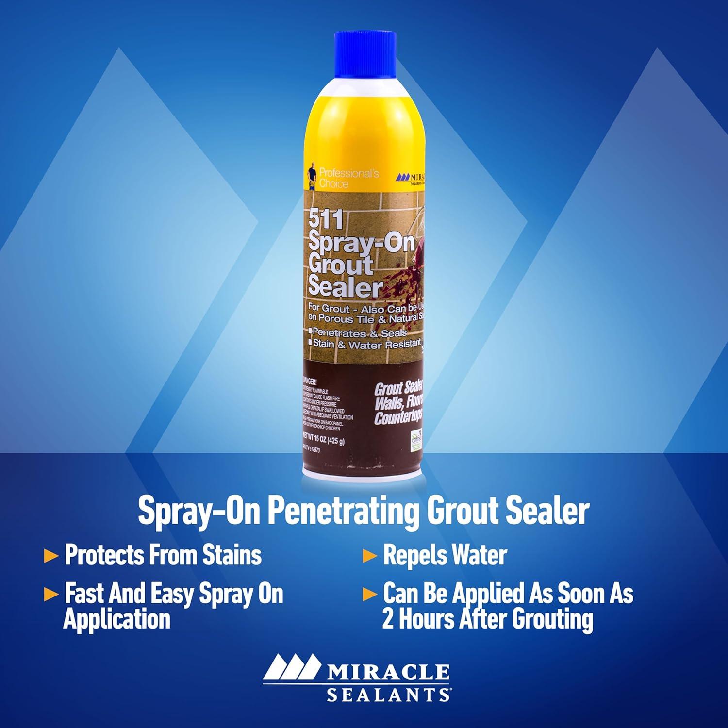 Miracle Sealants 511 Spray-On Grout Sealer, 15oz, Aerosol